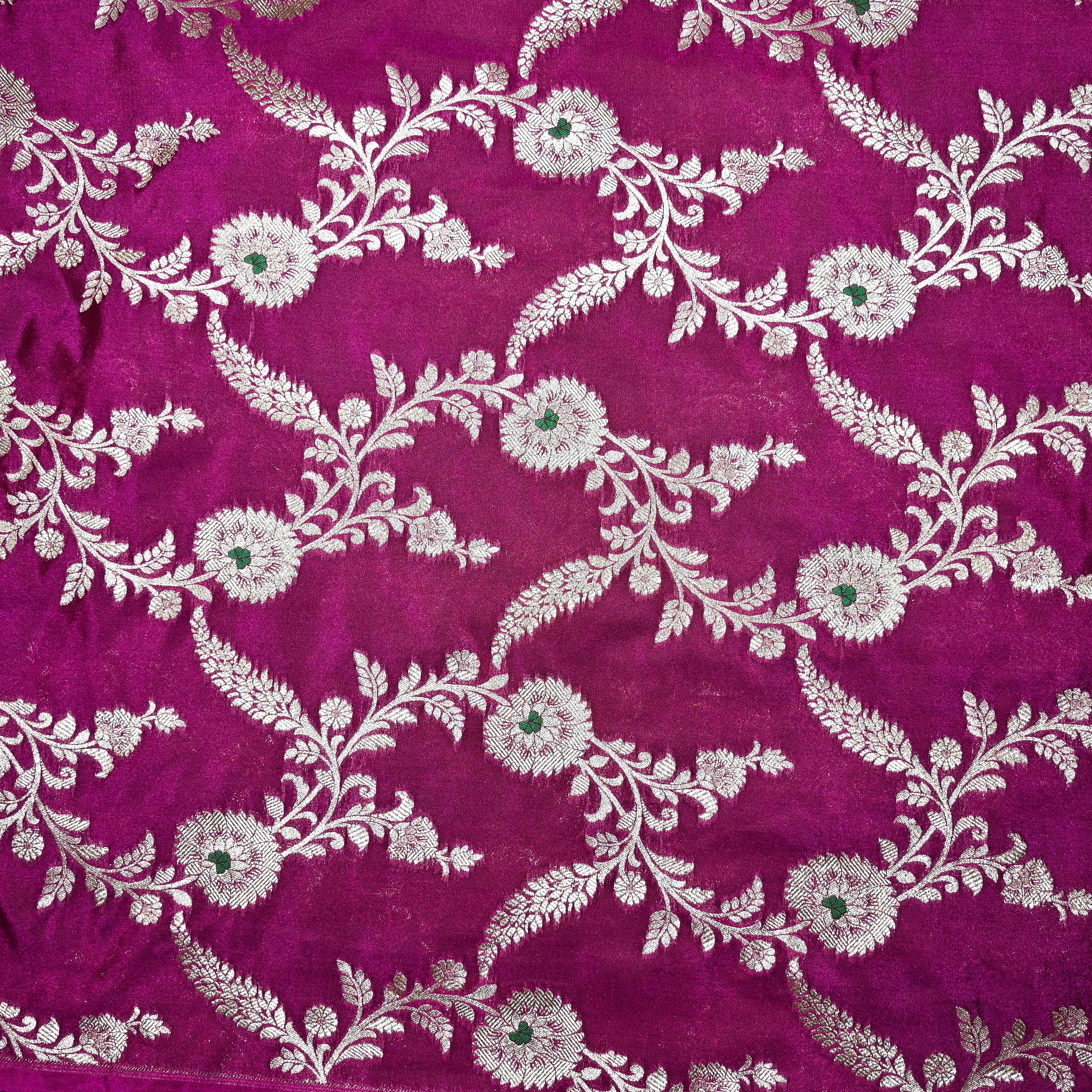 Boysenberry Purple Banaras Fabric With Floral Jaal