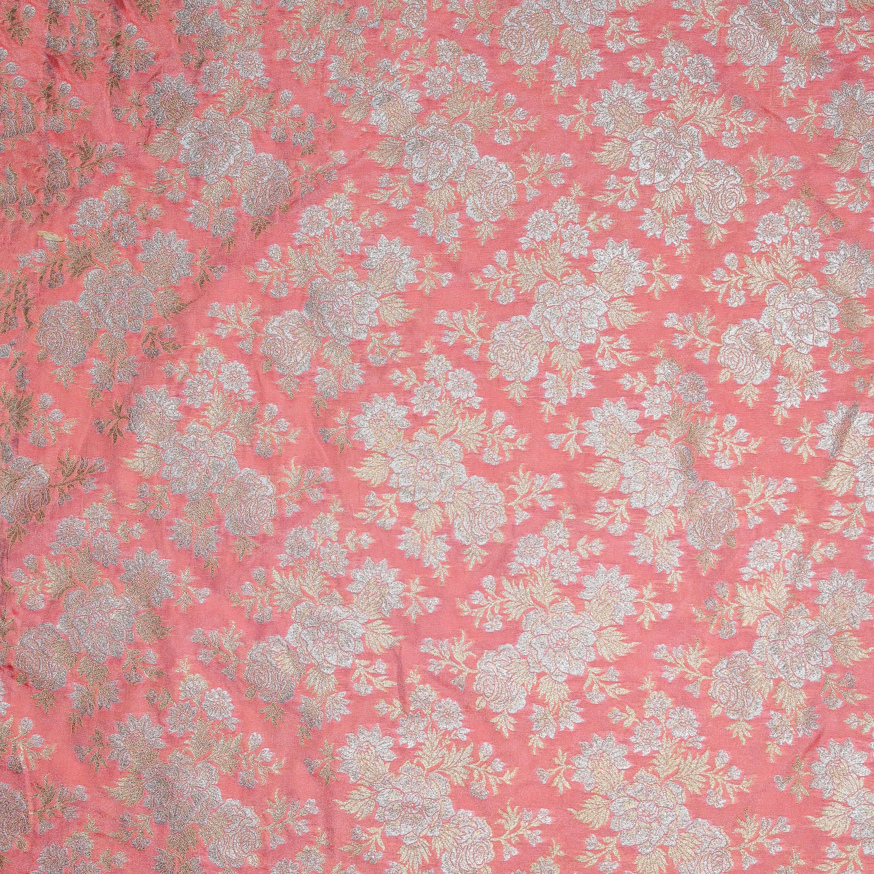 Light Pink Banarasi Fabric With Floral Jaal