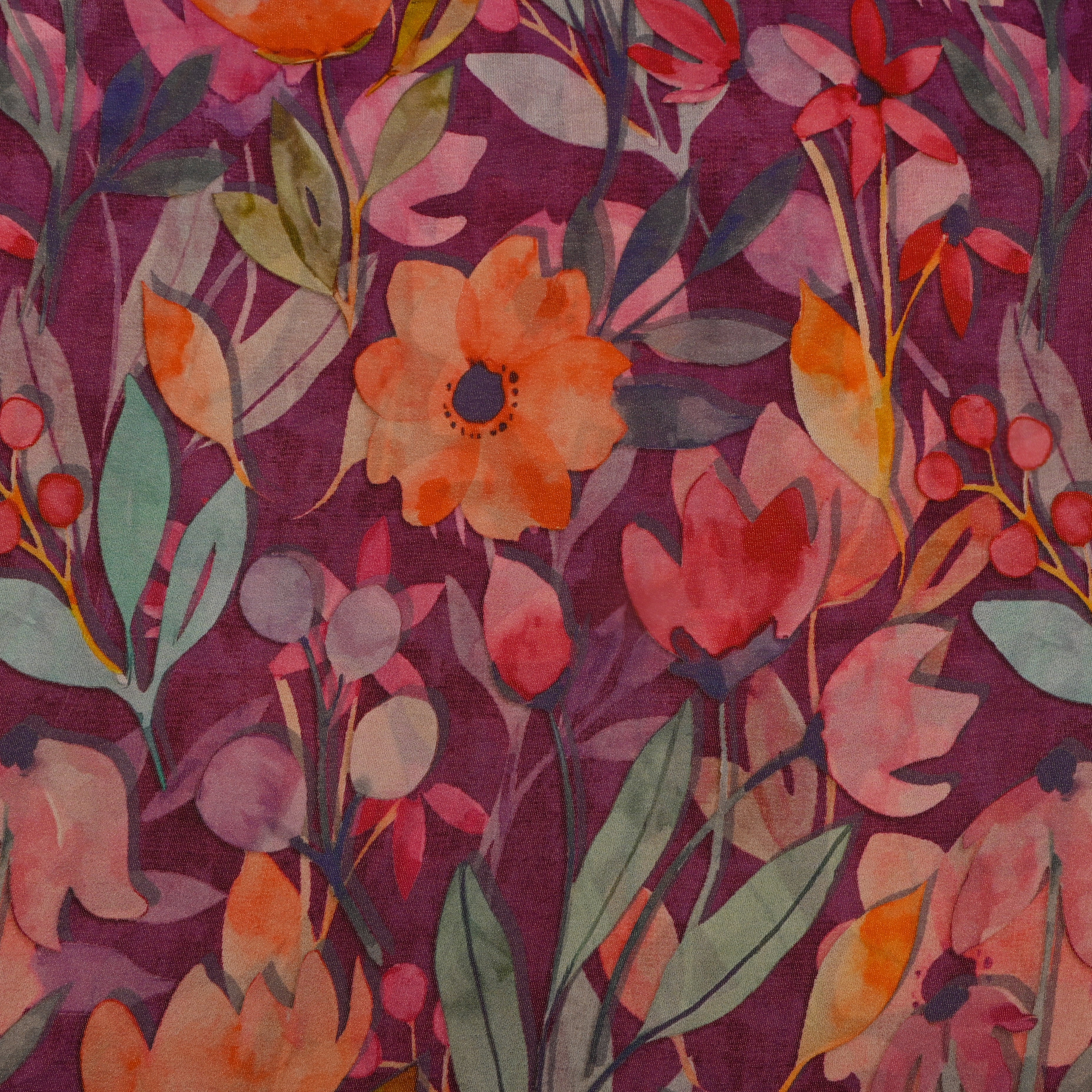 Pink Tussar Fabric Floral Digital Print