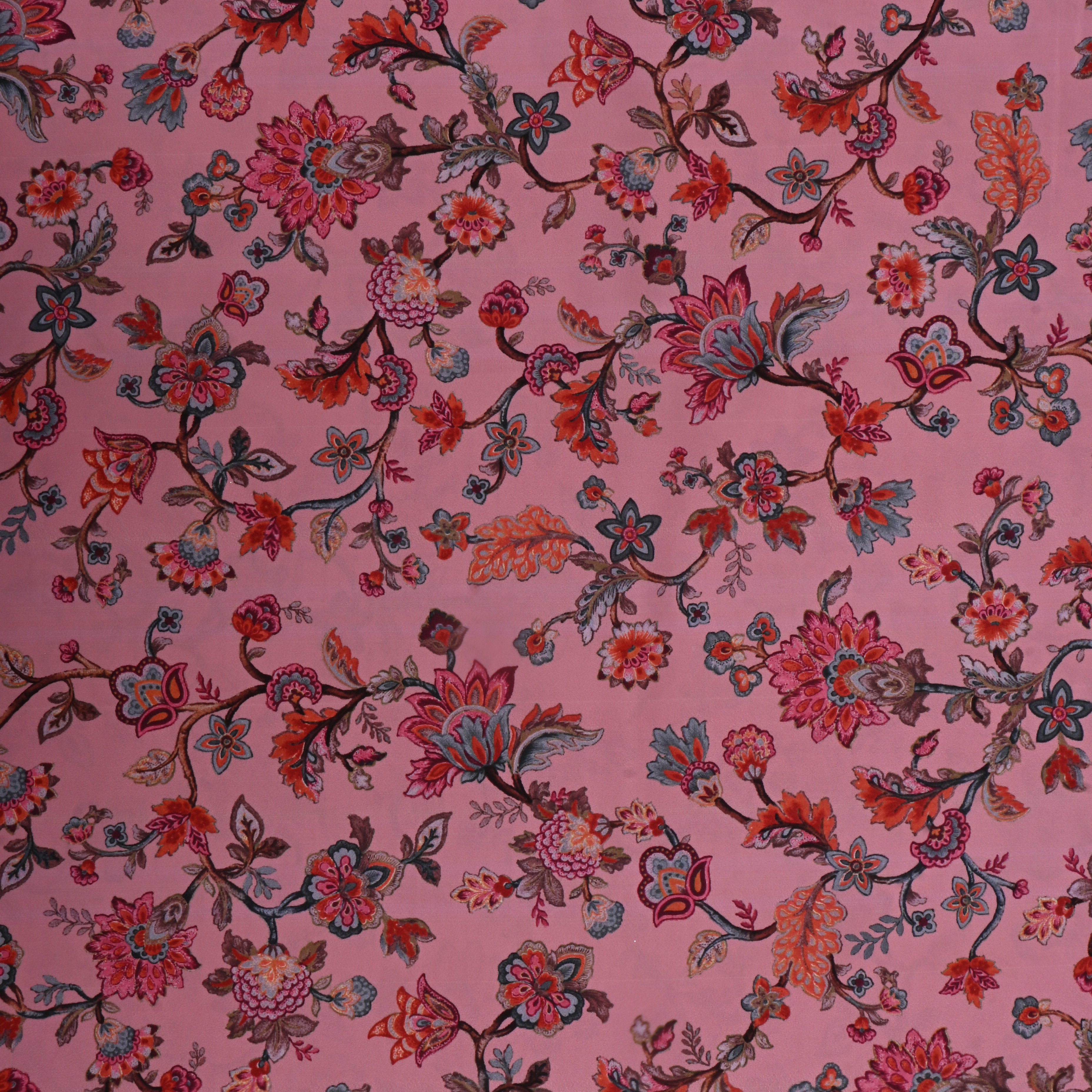 Pastel Pink Silk Printed Fabric