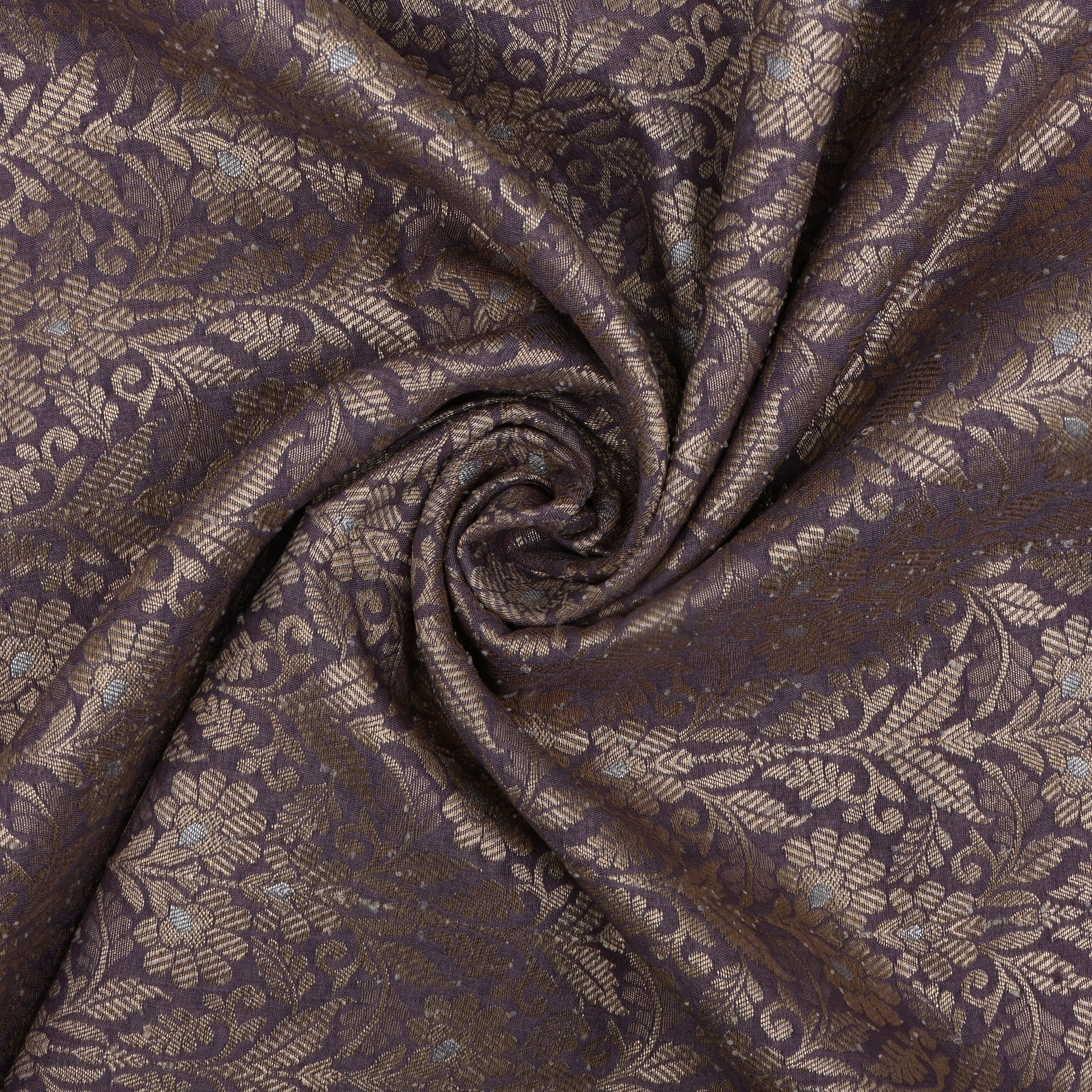 Lilac Dupion Rawsilk Fabric With Intricate Zari Weaving '