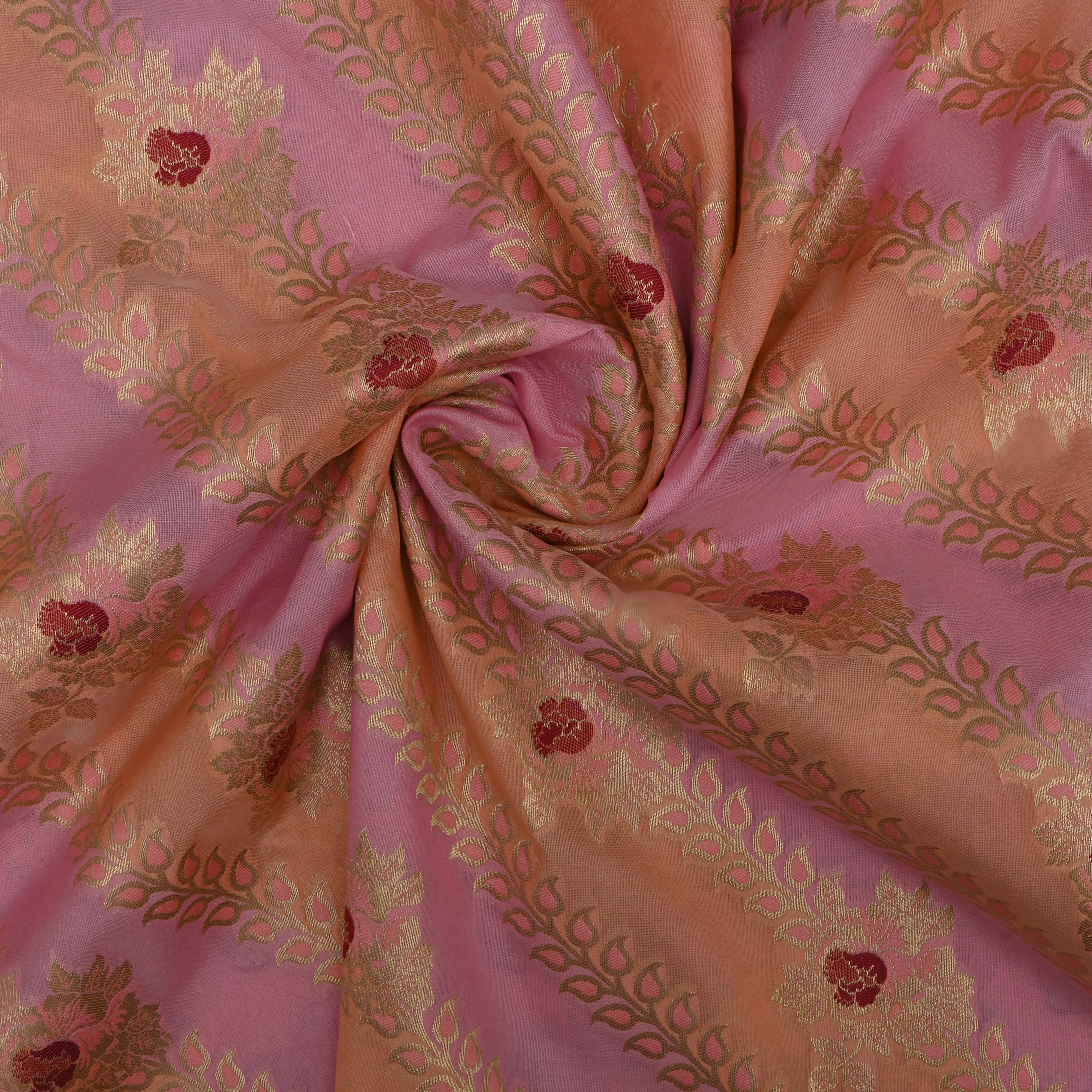 Pastel Colour Jamawar Silk Fabric With Leheriya Design