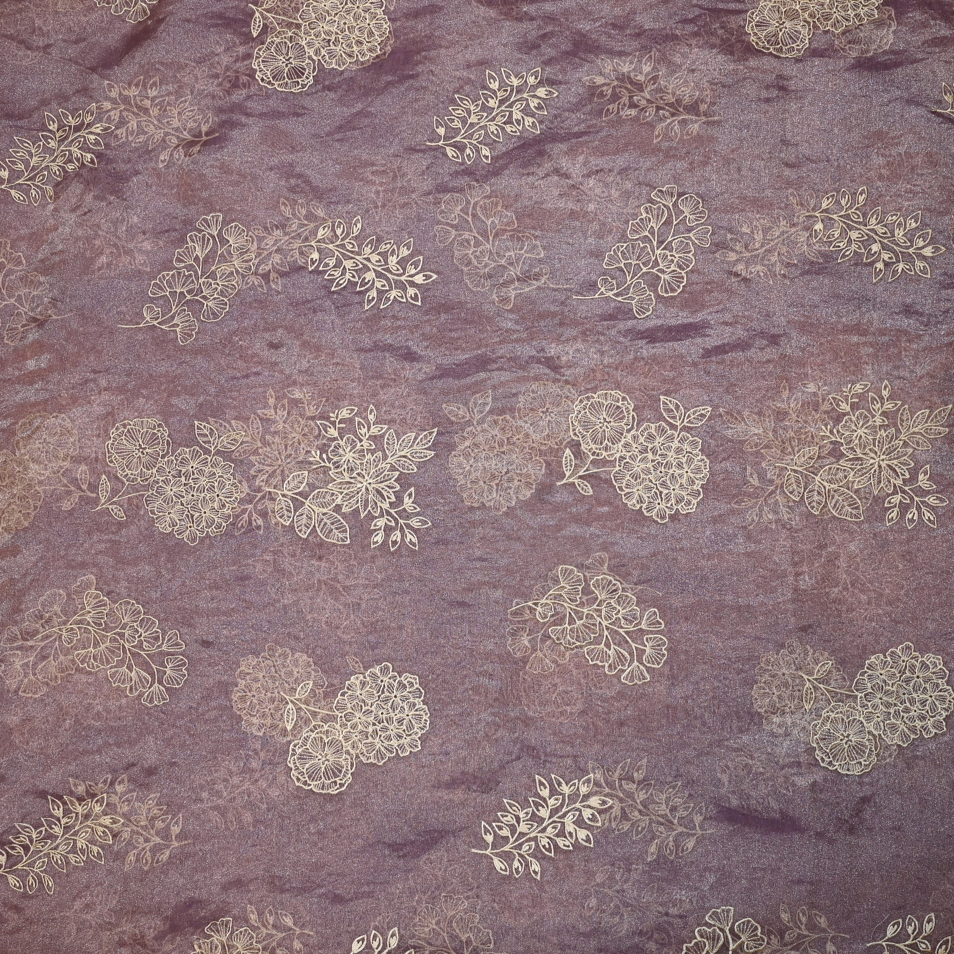 Mountbatten Pink Organza Fabric With Embroidery