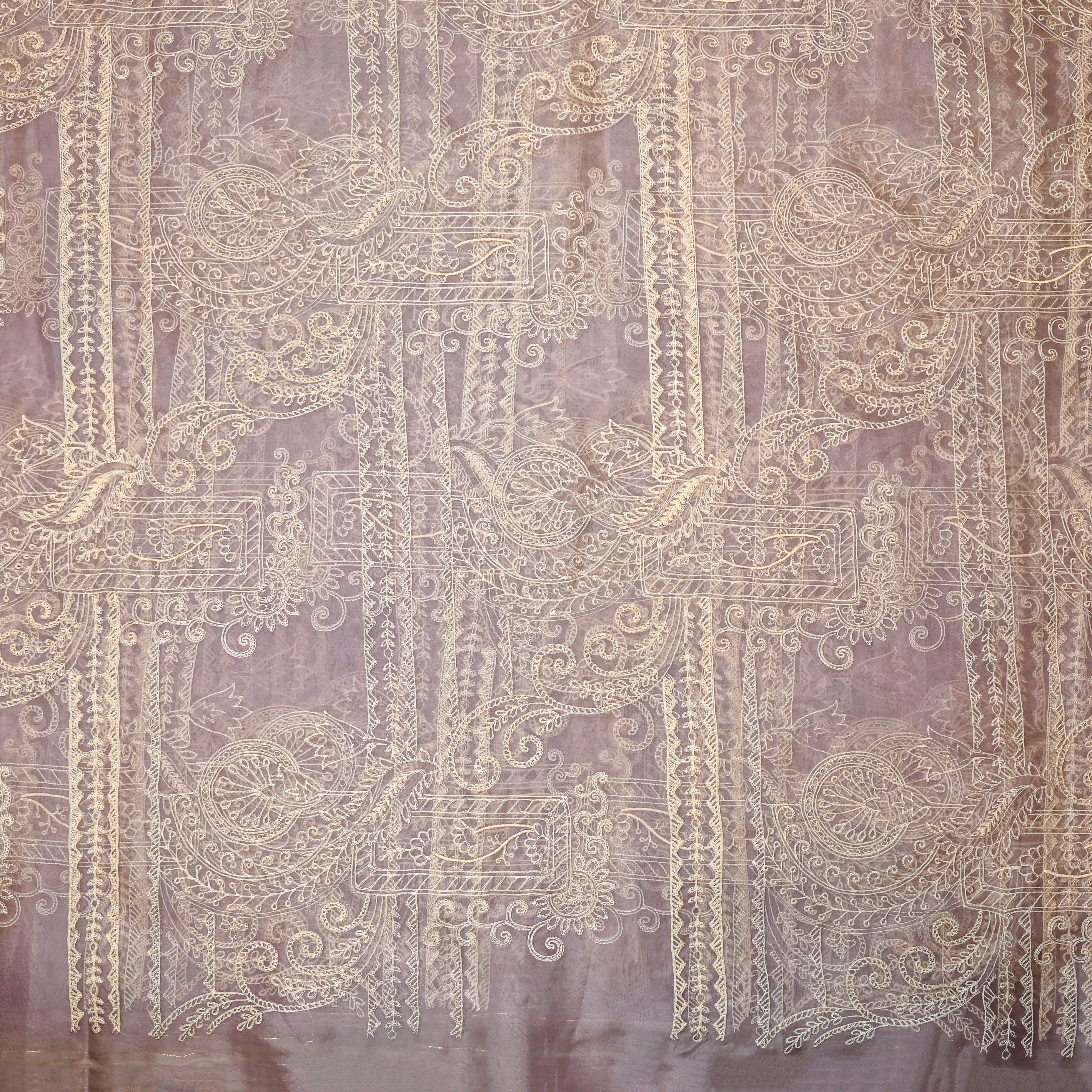Lilly Purple Organza Fabric With Embroidery