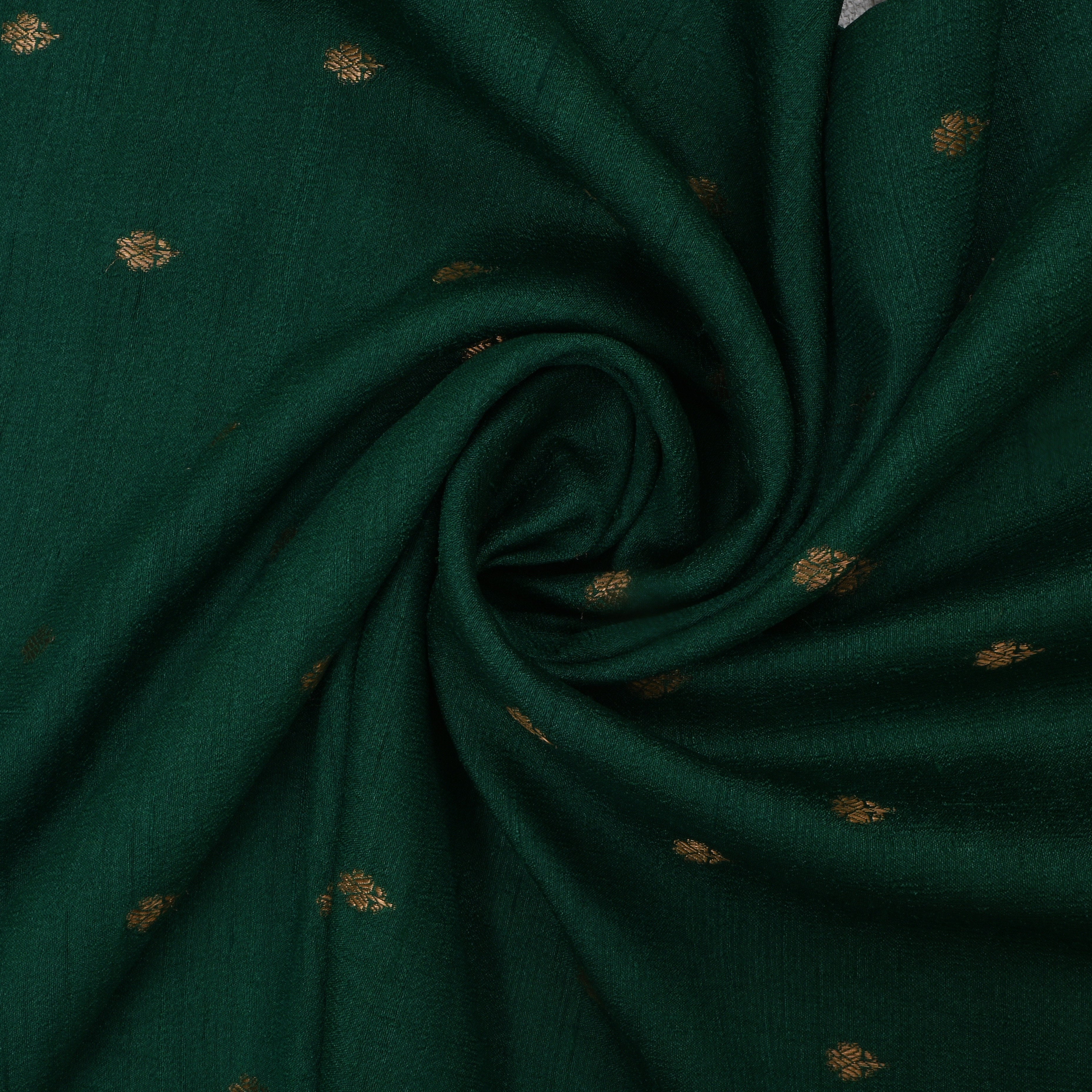 Bottle Green Jamawar Tussar Fabric With Butti'S