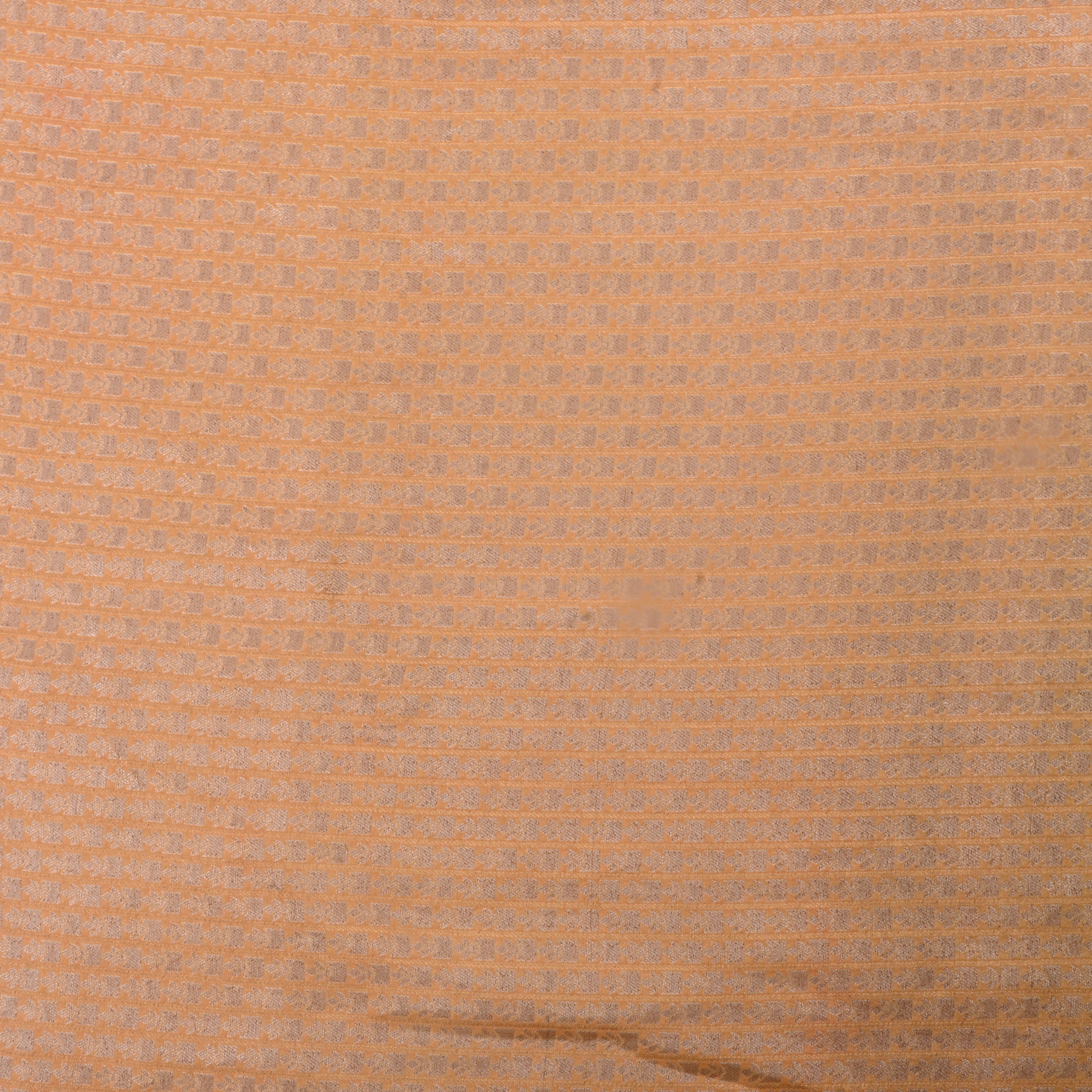 Peach Jamawar Silk Fabric With Brocade