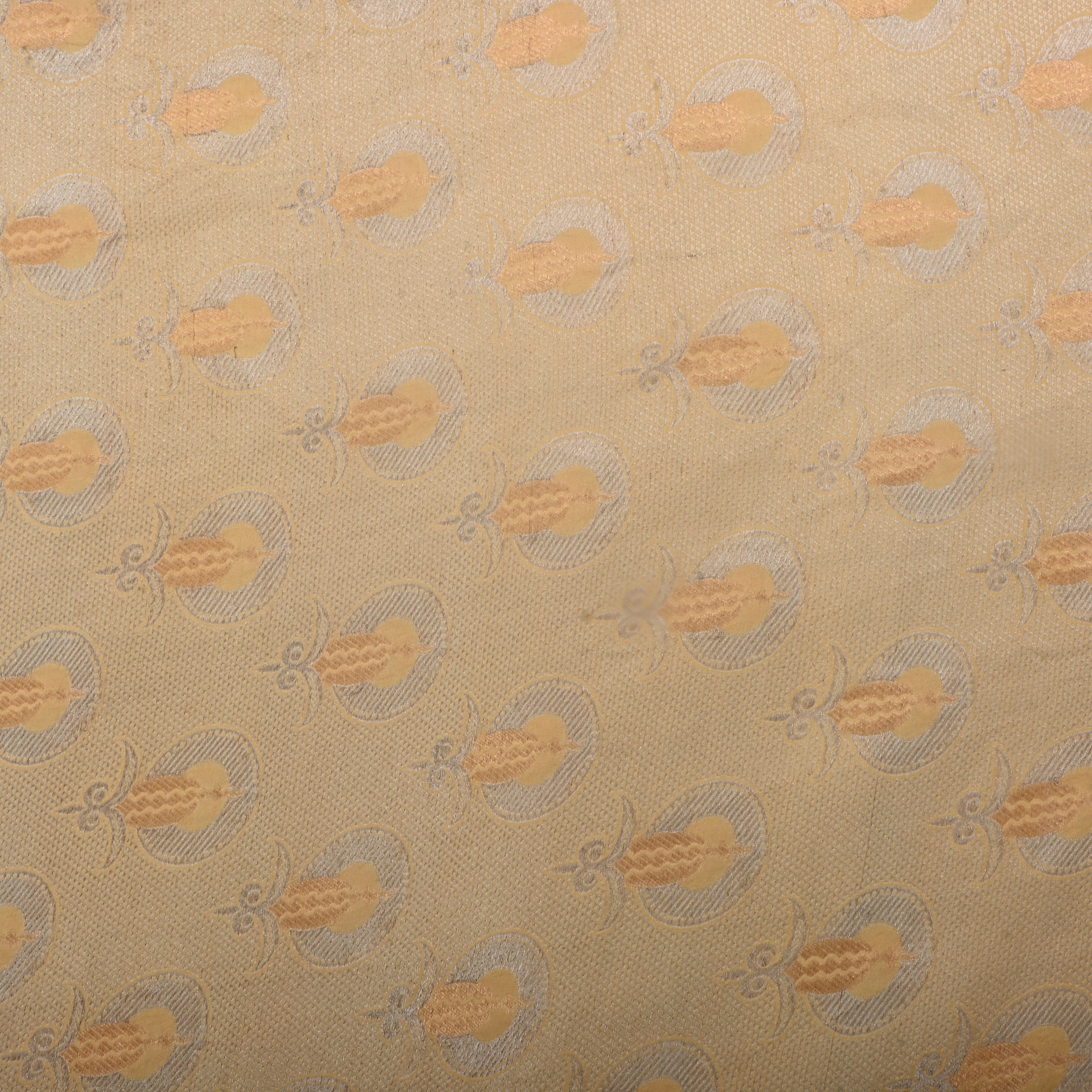 Soft Yellow Jamawar Silk Fabric With Buttis