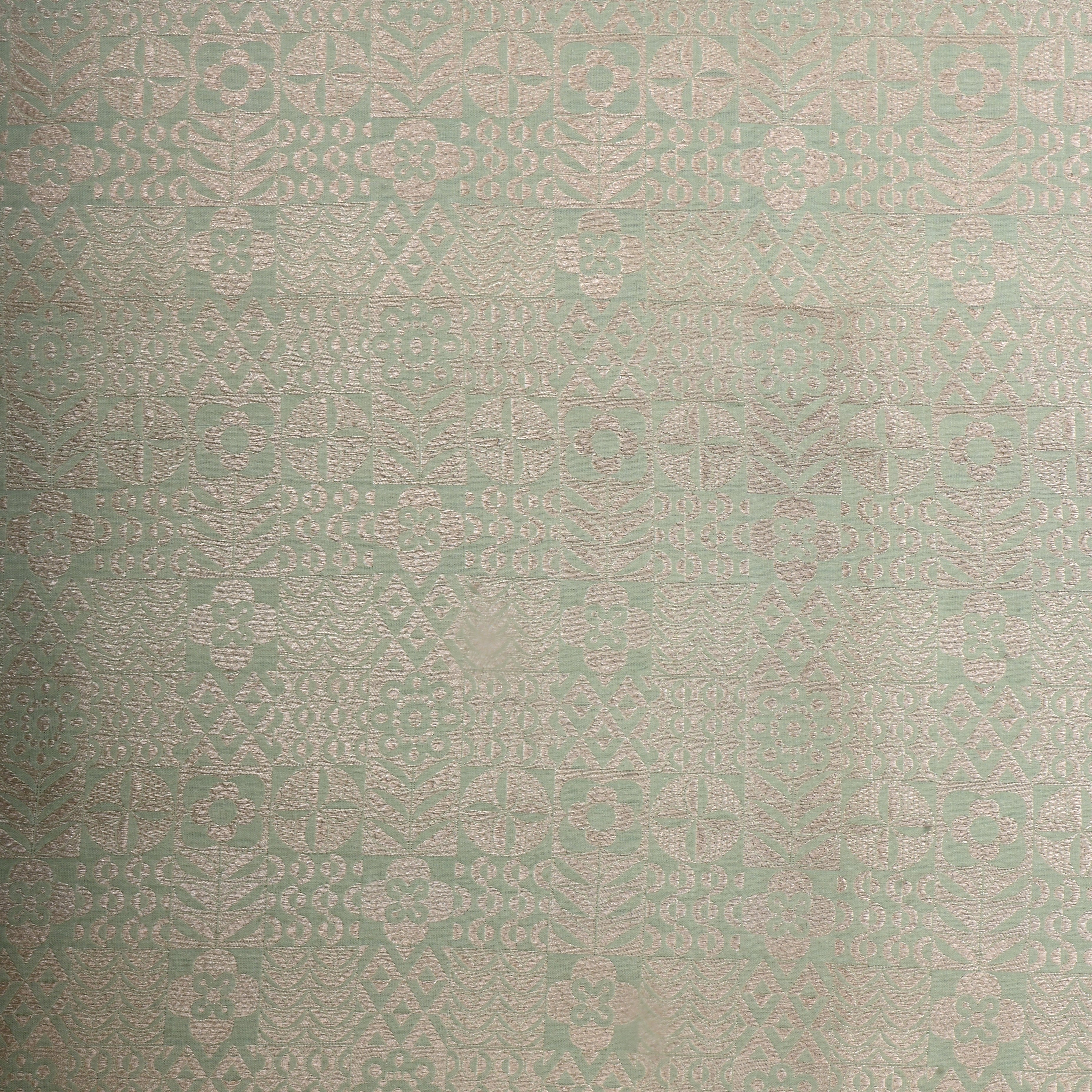 Pista Green Jamawar Silk Fabric With Woven Pattern