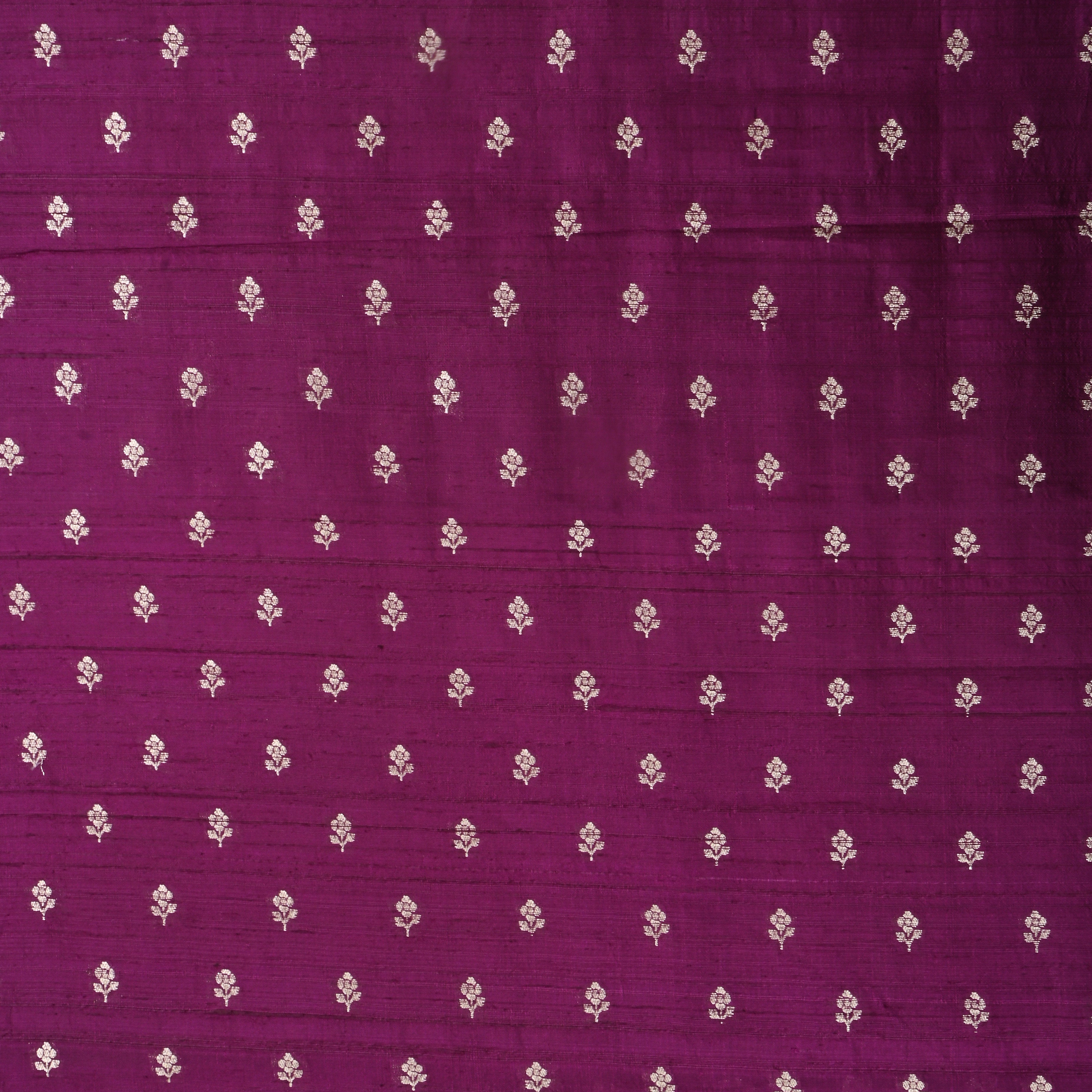 Pansy Purple Jamawar Dupion Fabric With Floral Butti'S