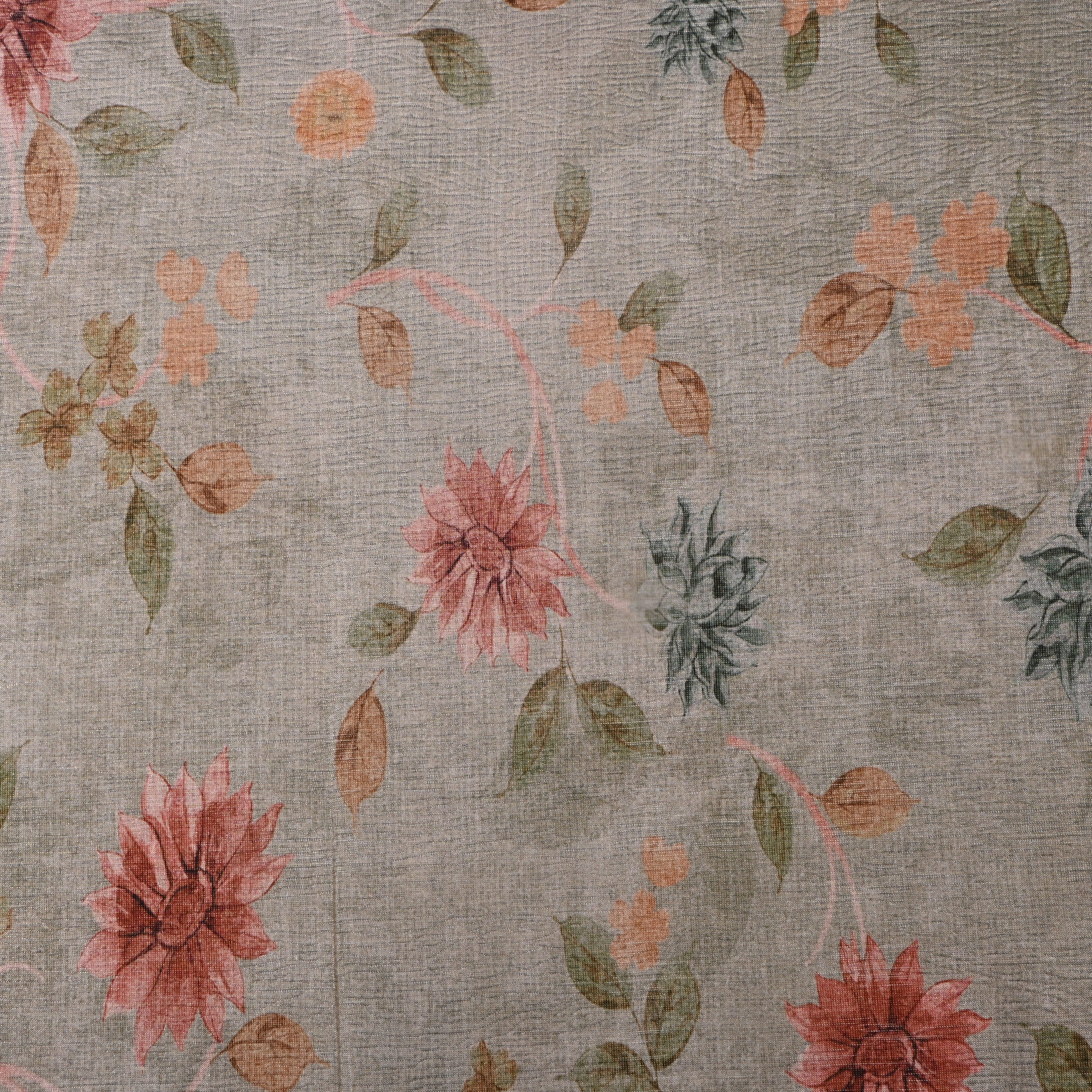 Light Gray Tissue Fabric With Digital Prints