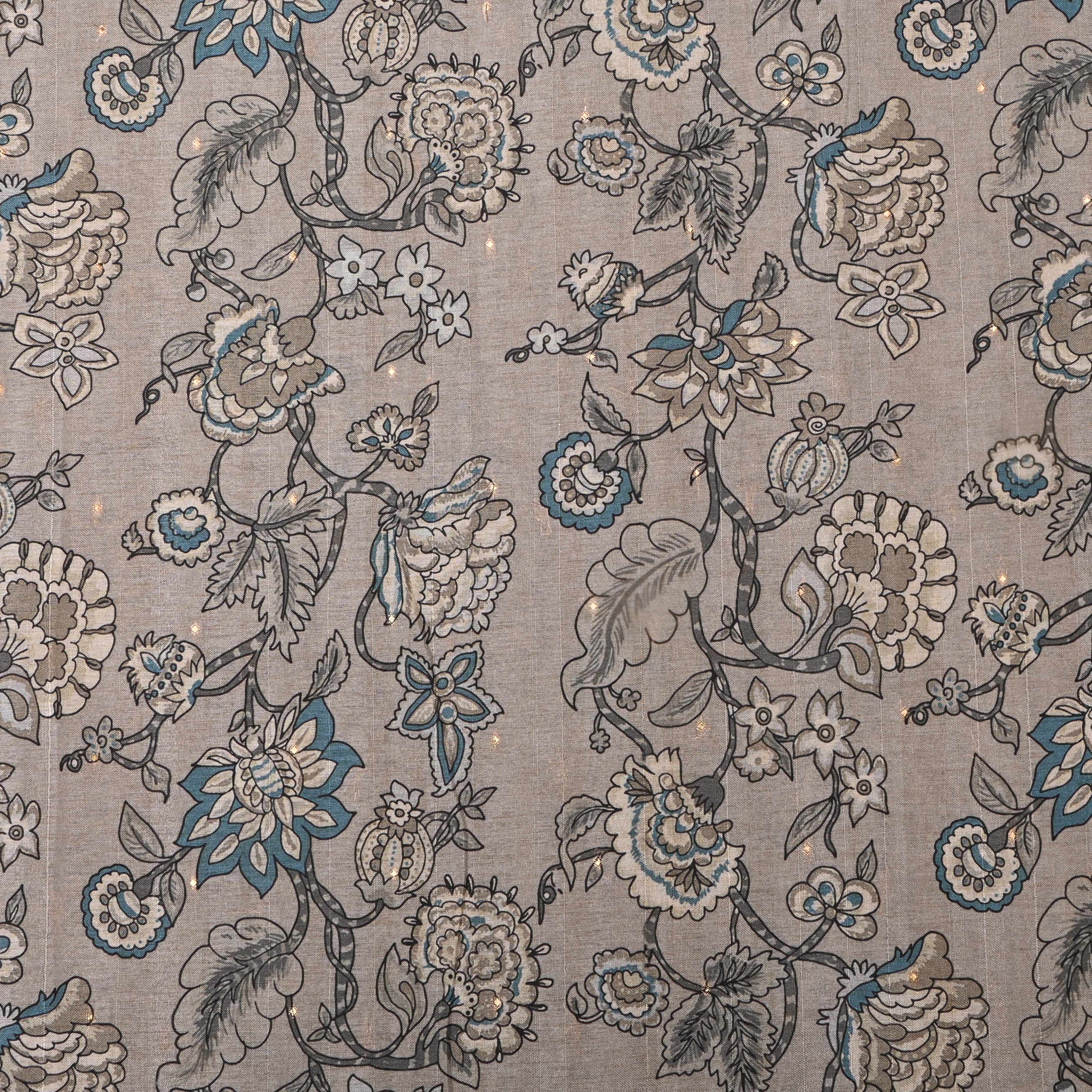 Warm Grey Tussar Fabric With Digital Prints