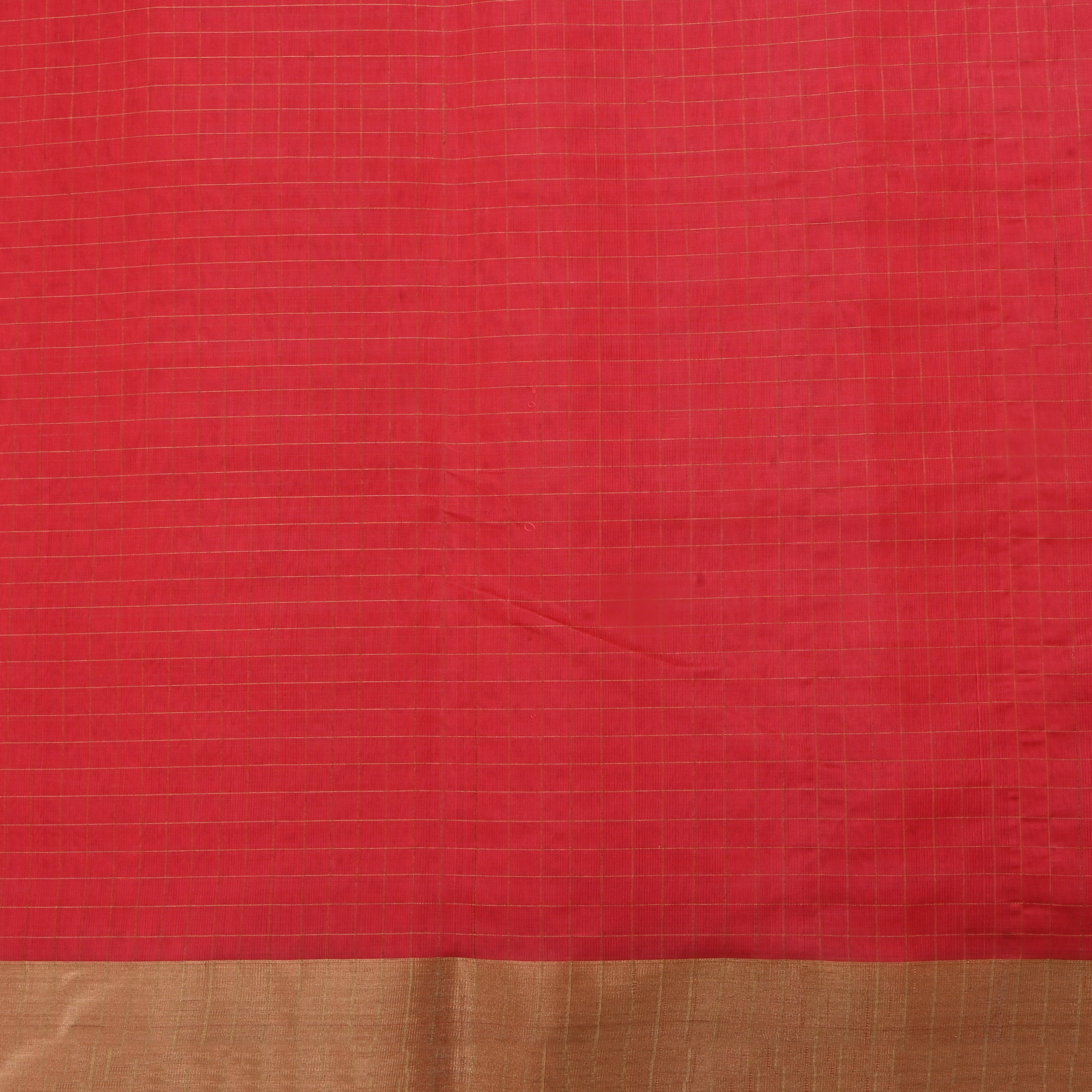 Brick Red Jamawar Silk Fabric With Checks Pattern