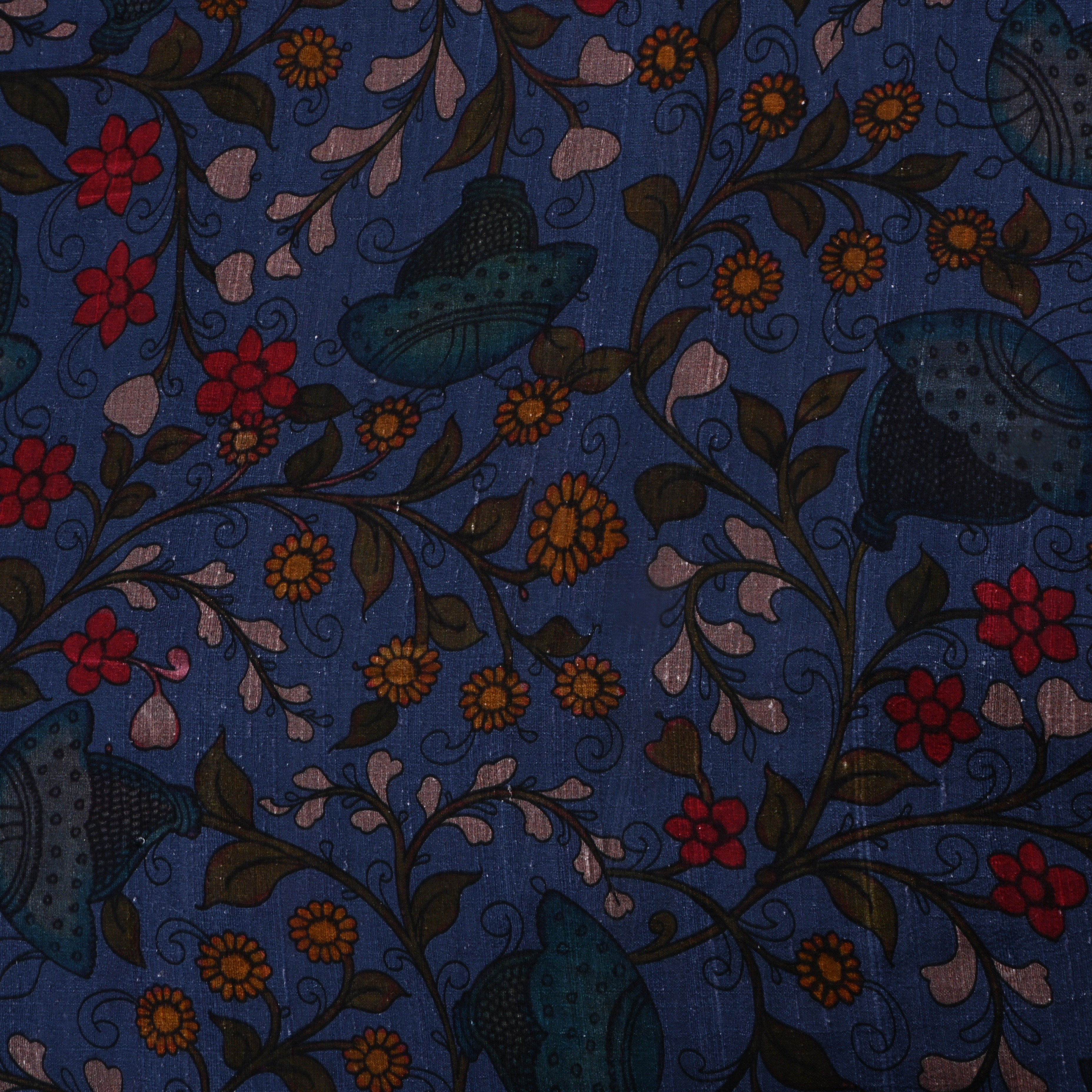 Cloud Burst Blue Dupion Fabric With Digital Print