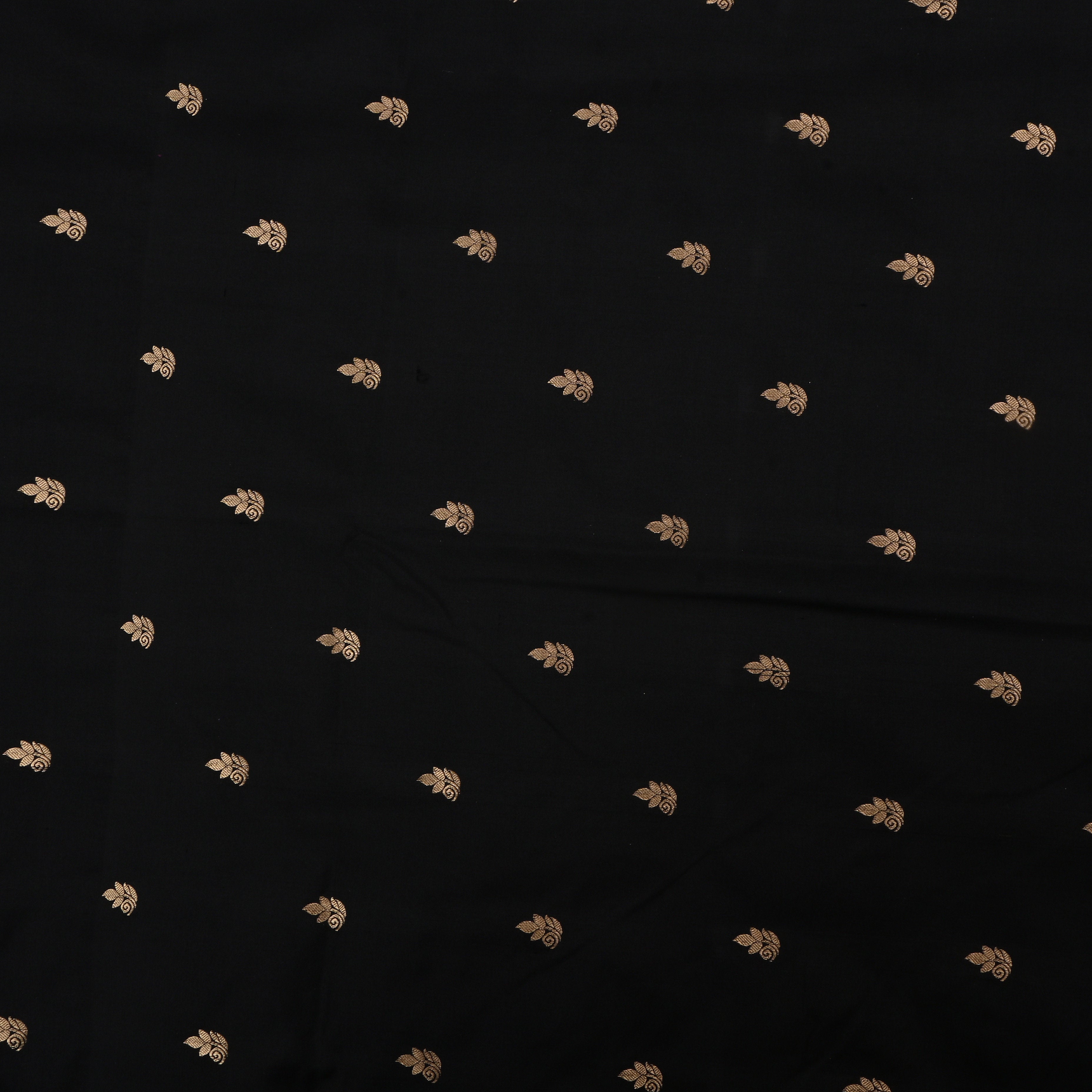 Black Jamawar Silk Fabric With Butti'S