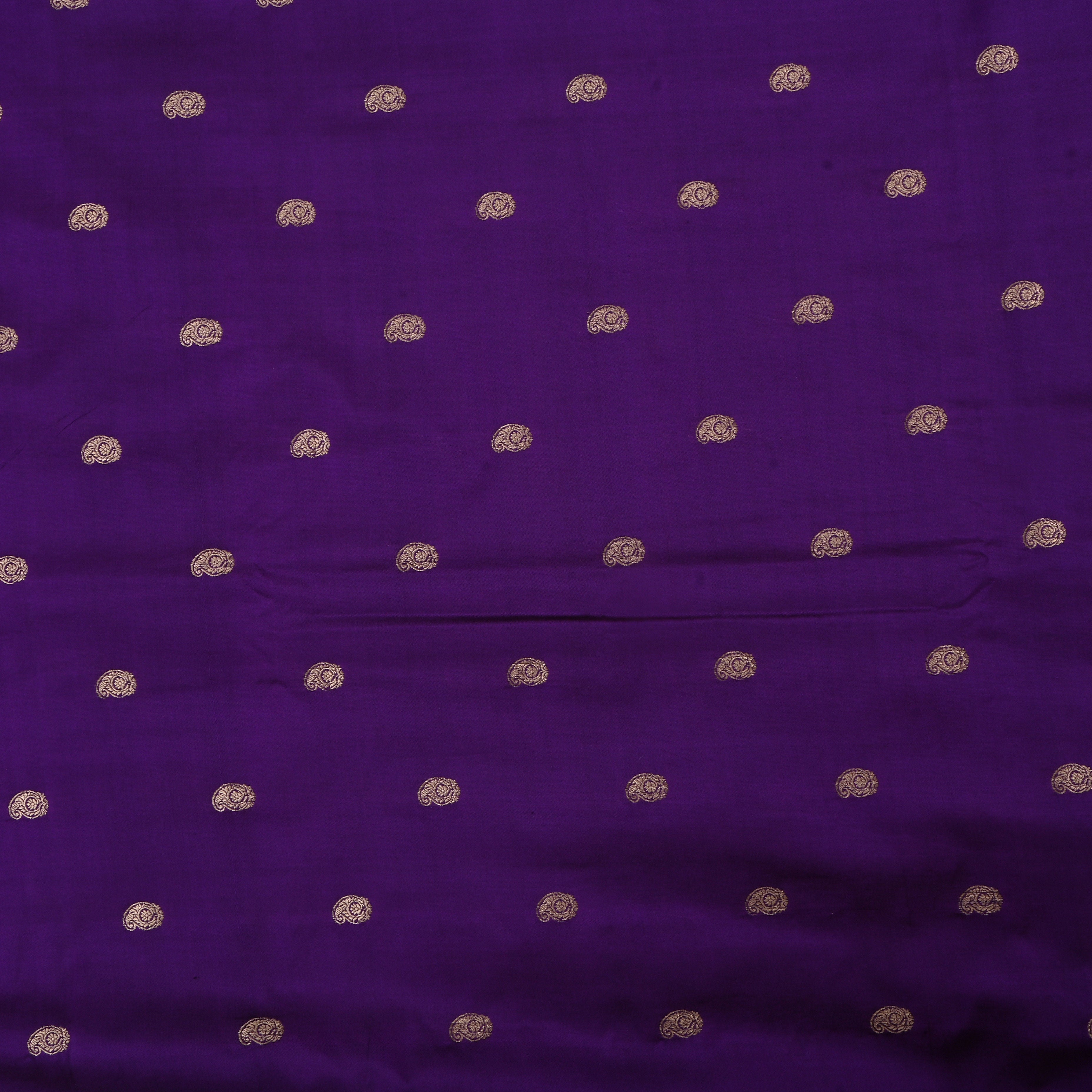 Ripe Plum Purple Jamawar Silk Fabric With Butti'S