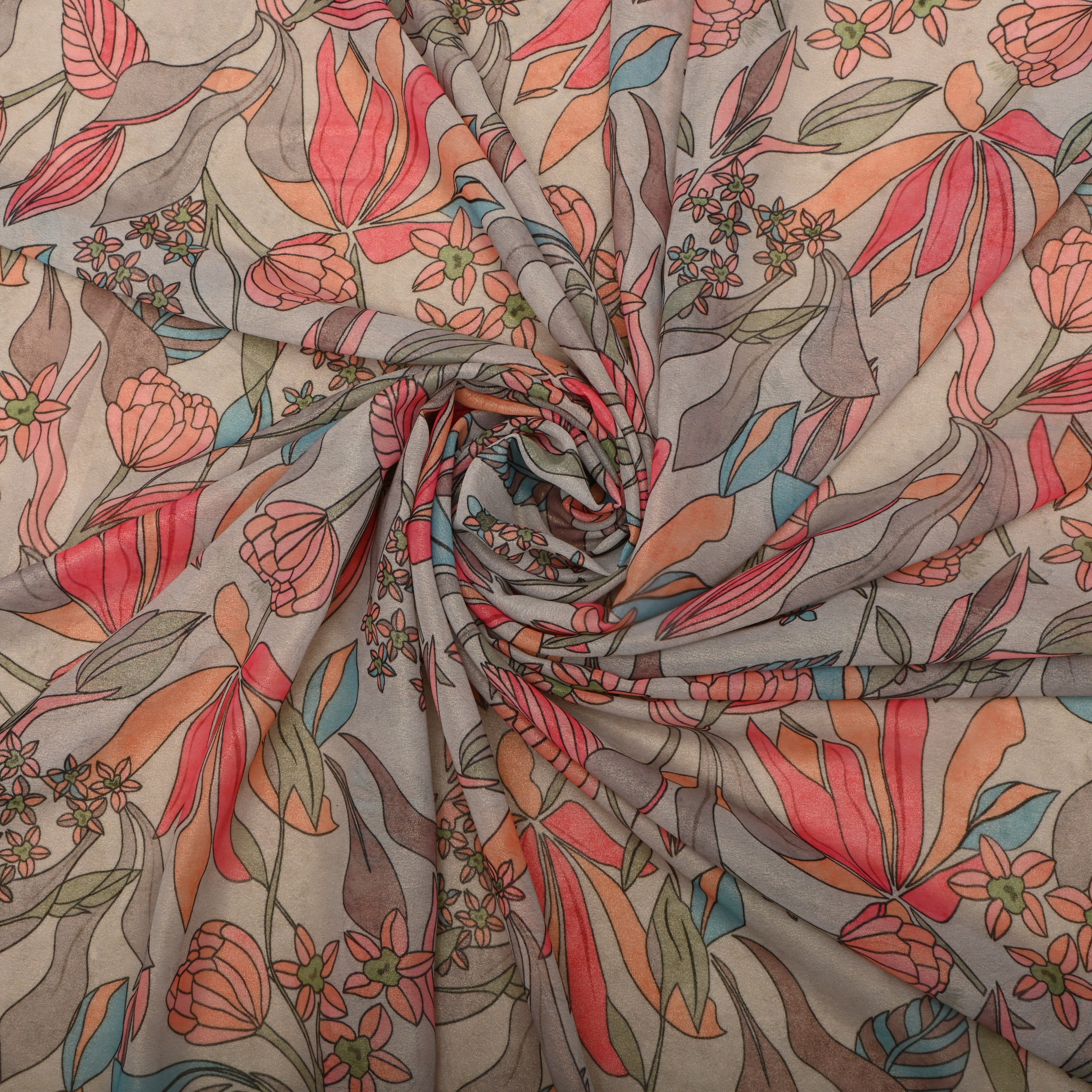 Silver Tissue Printed Fabric