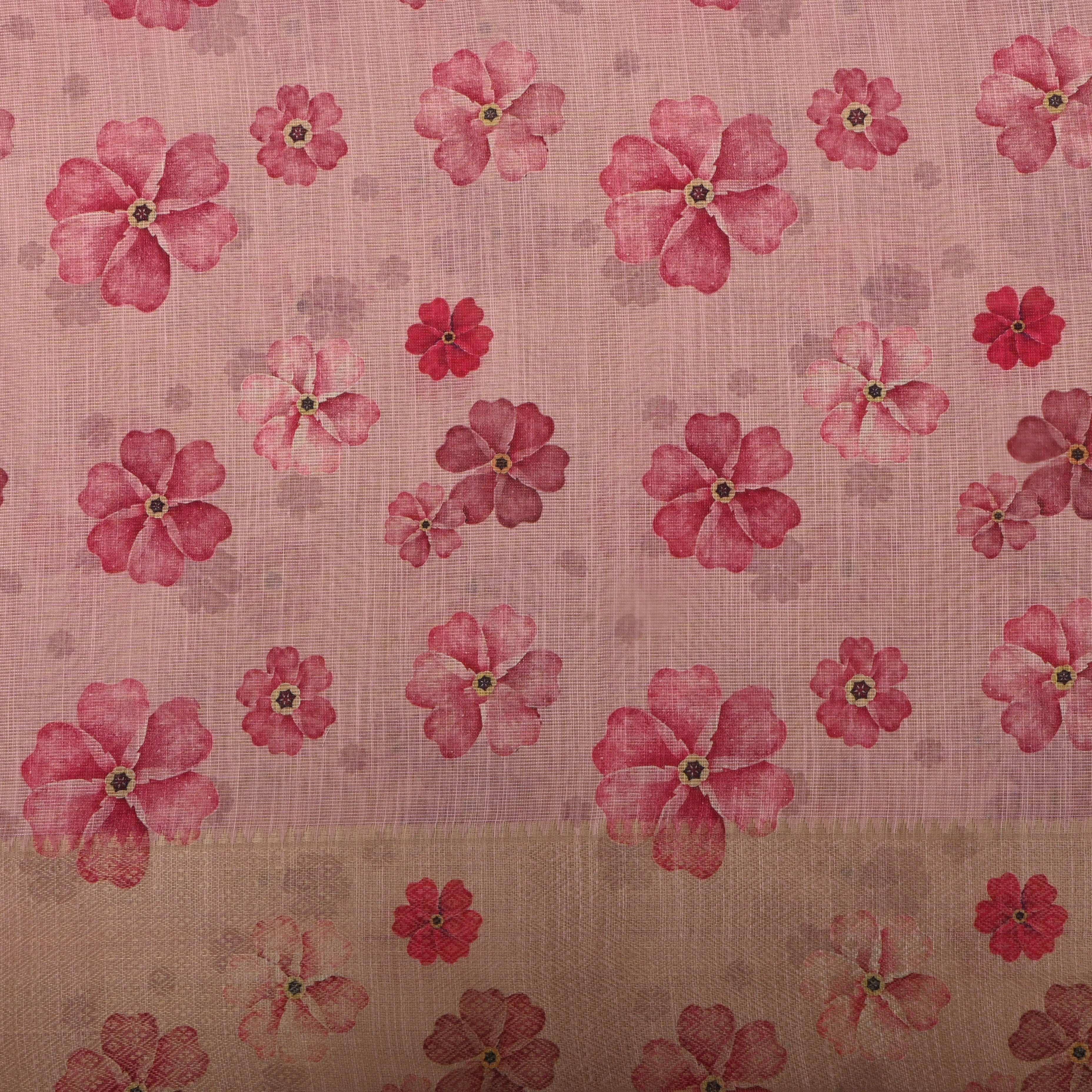 Candy Pink Floral Printed Tissue Fabric