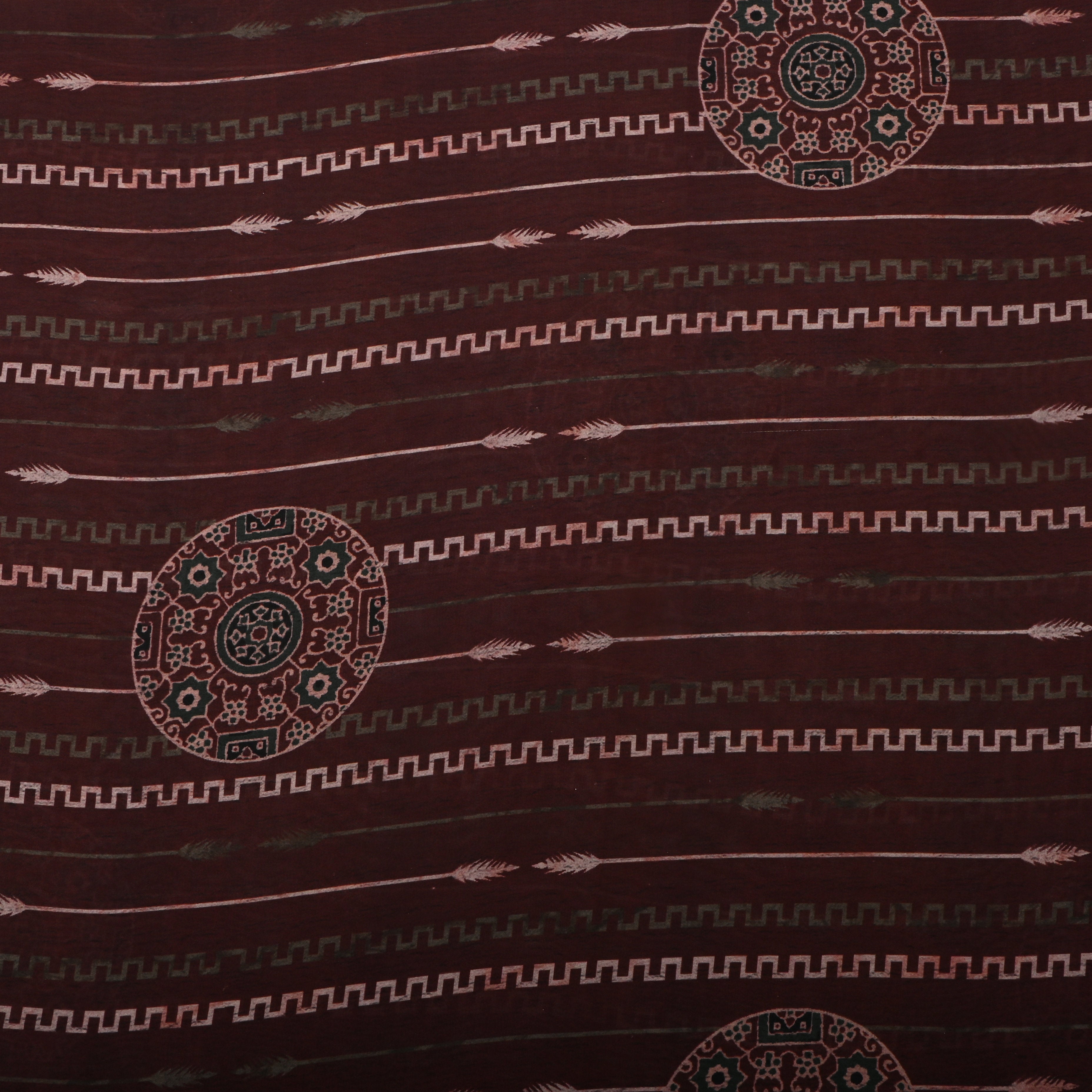 Brown Coffee Silk Fabric With Abstract Print