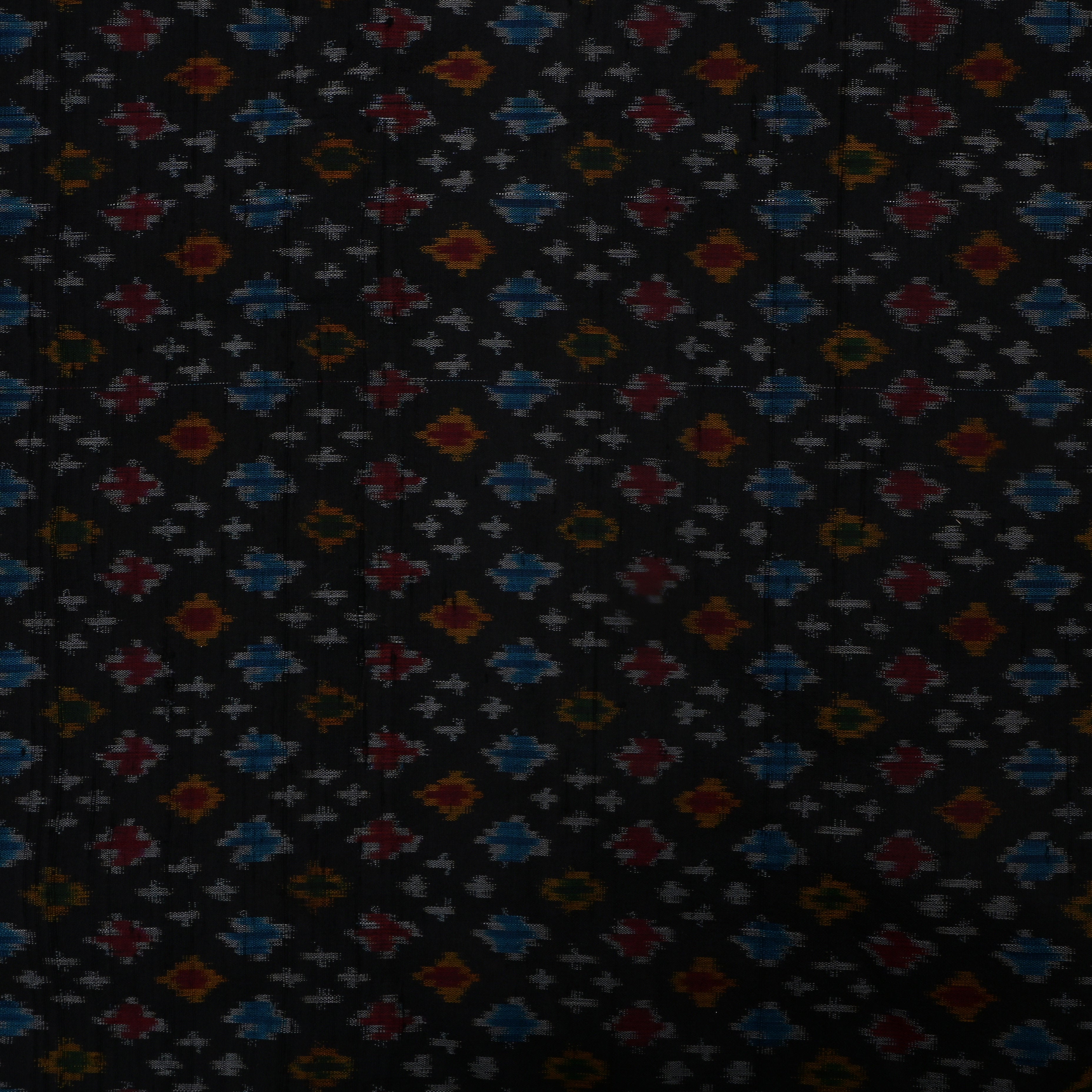 Black Dupion Ikat Fabric