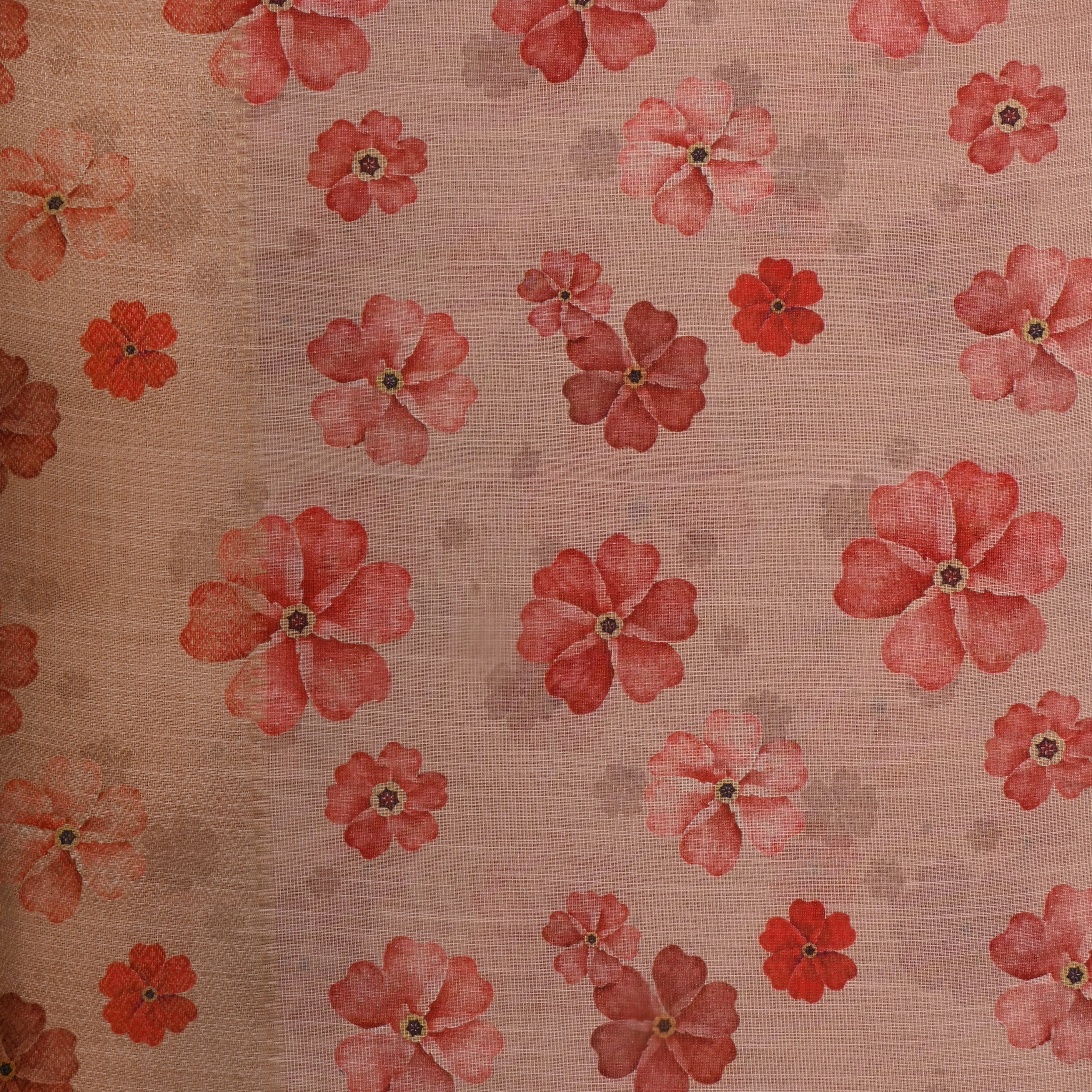 Peach Tissue Fabric With Prints