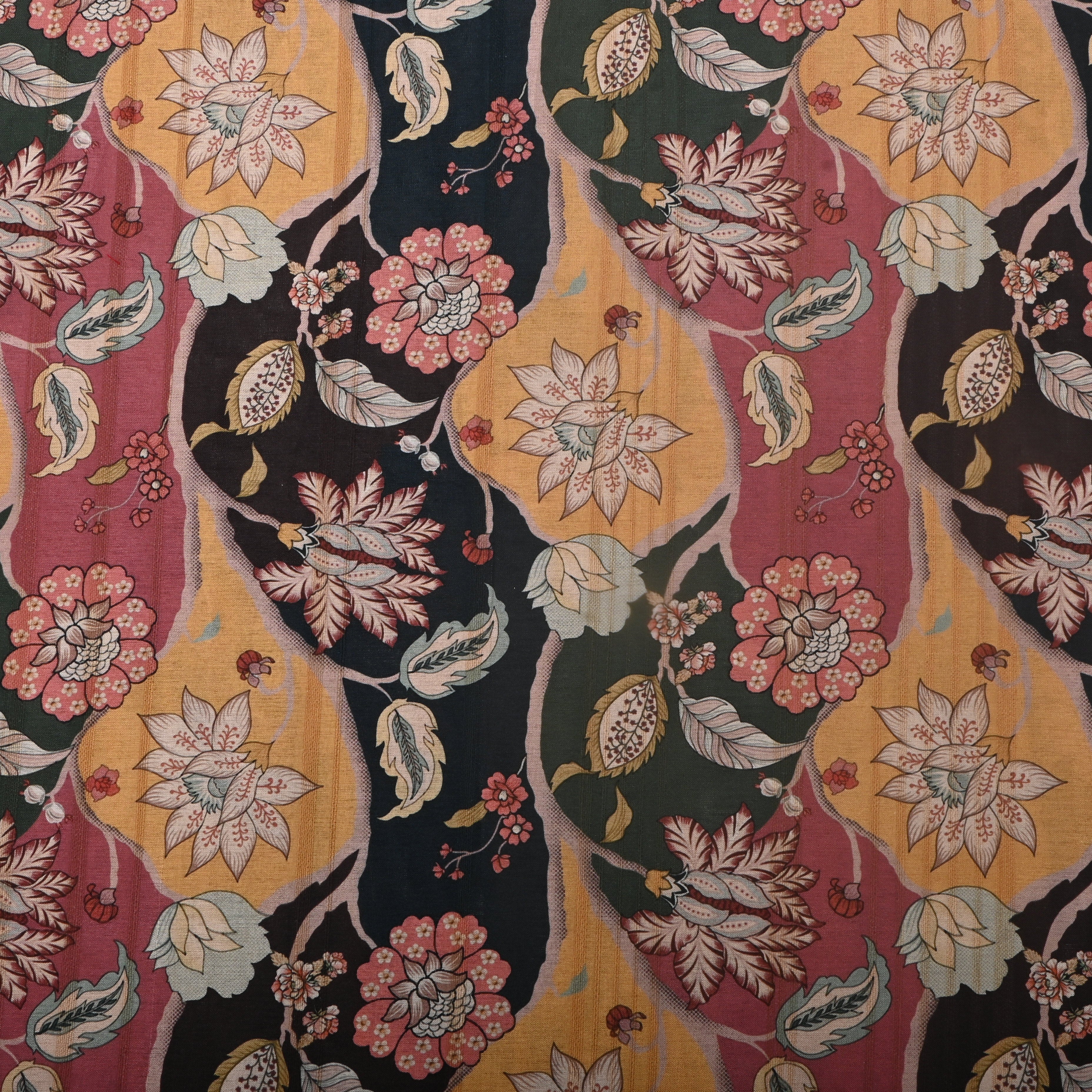 Multi-Color Tussar Fabric With Floral Prints