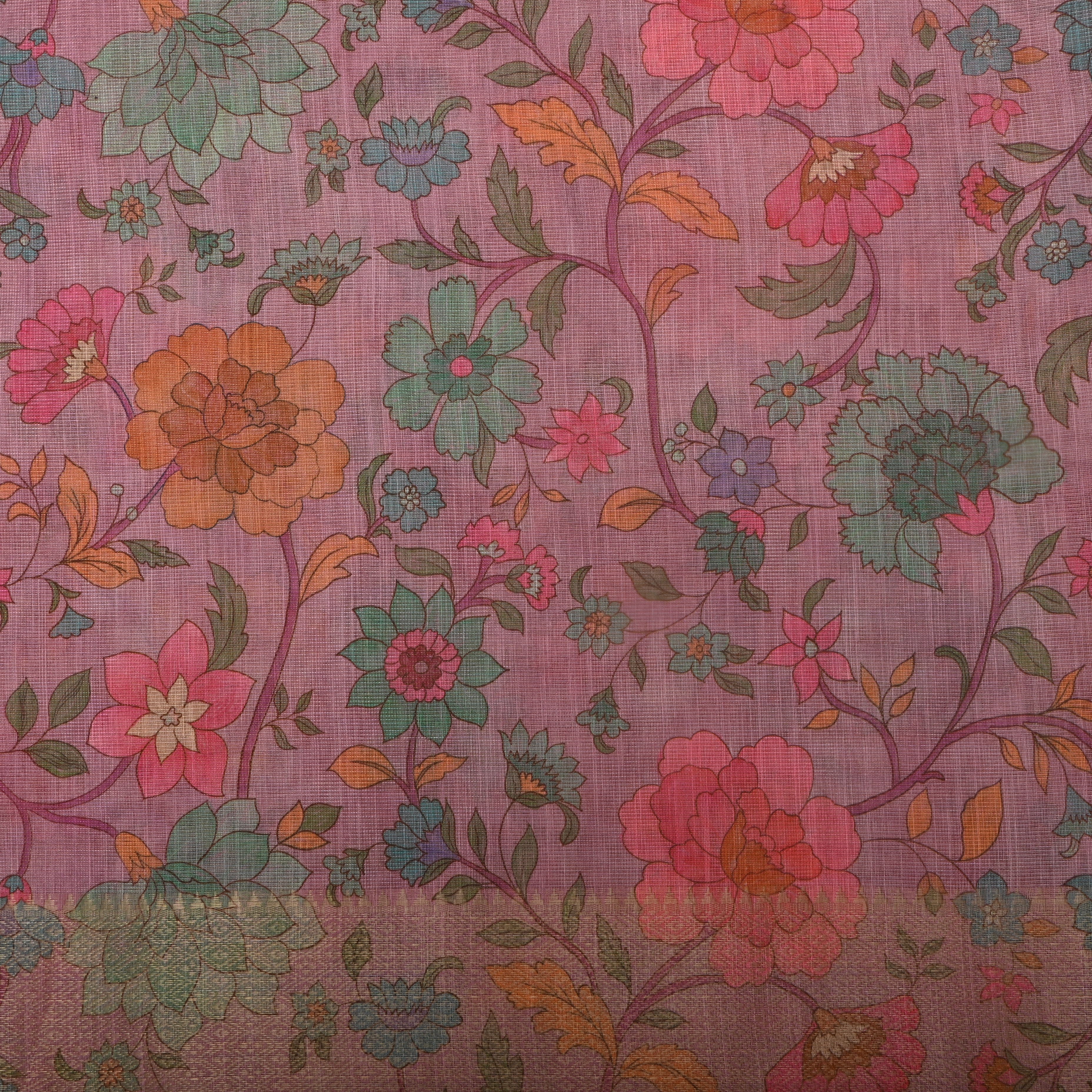 Lavender Floral Printed Tissue Fabric