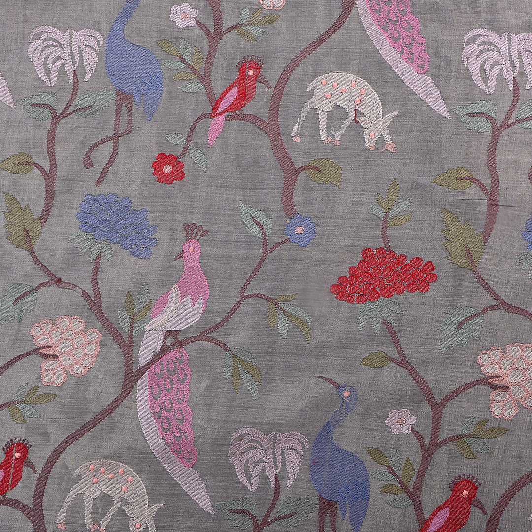 Cloud Gray Tissue Embroidered Fabric