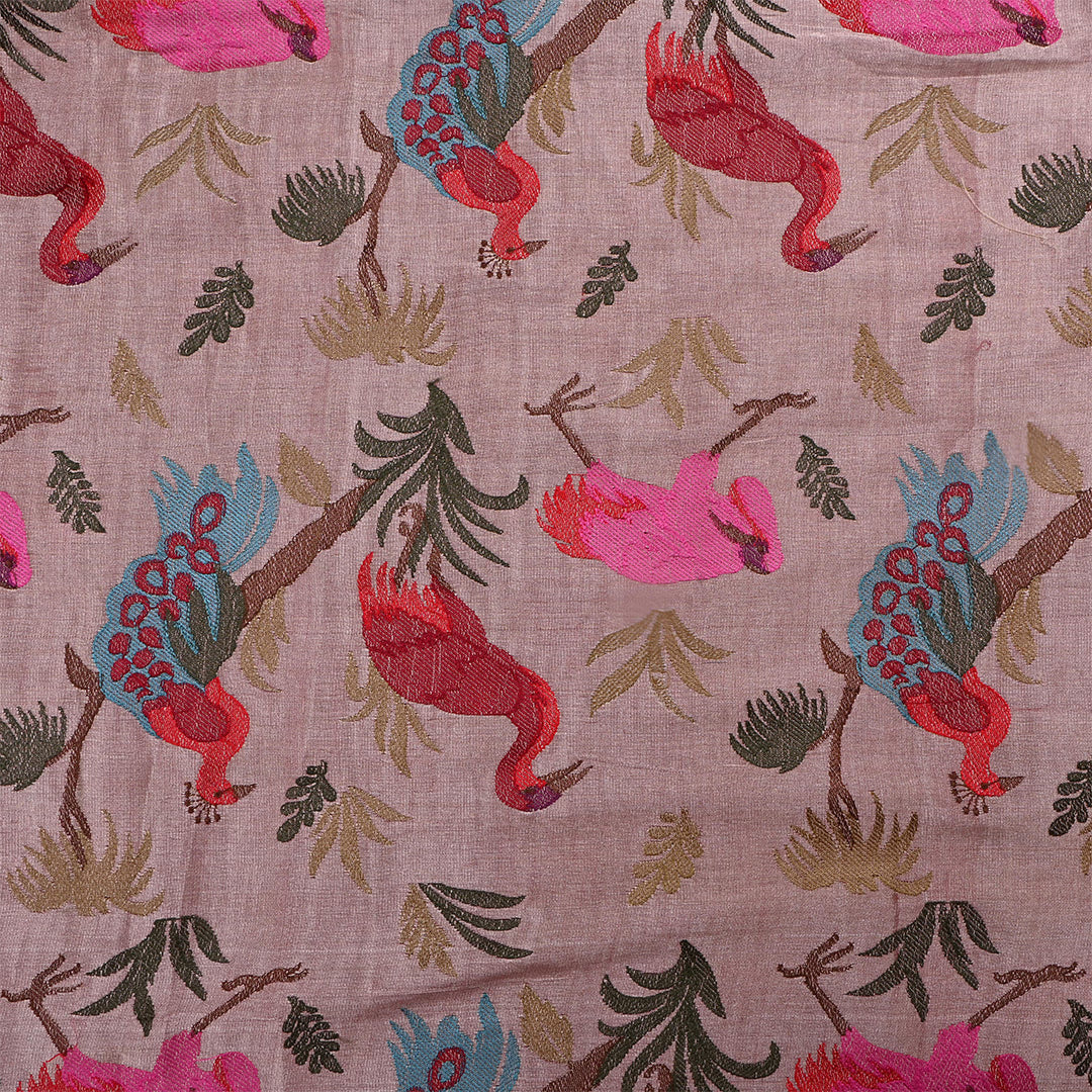 Bazaar Pinkish Tissue Embroidered Fabric