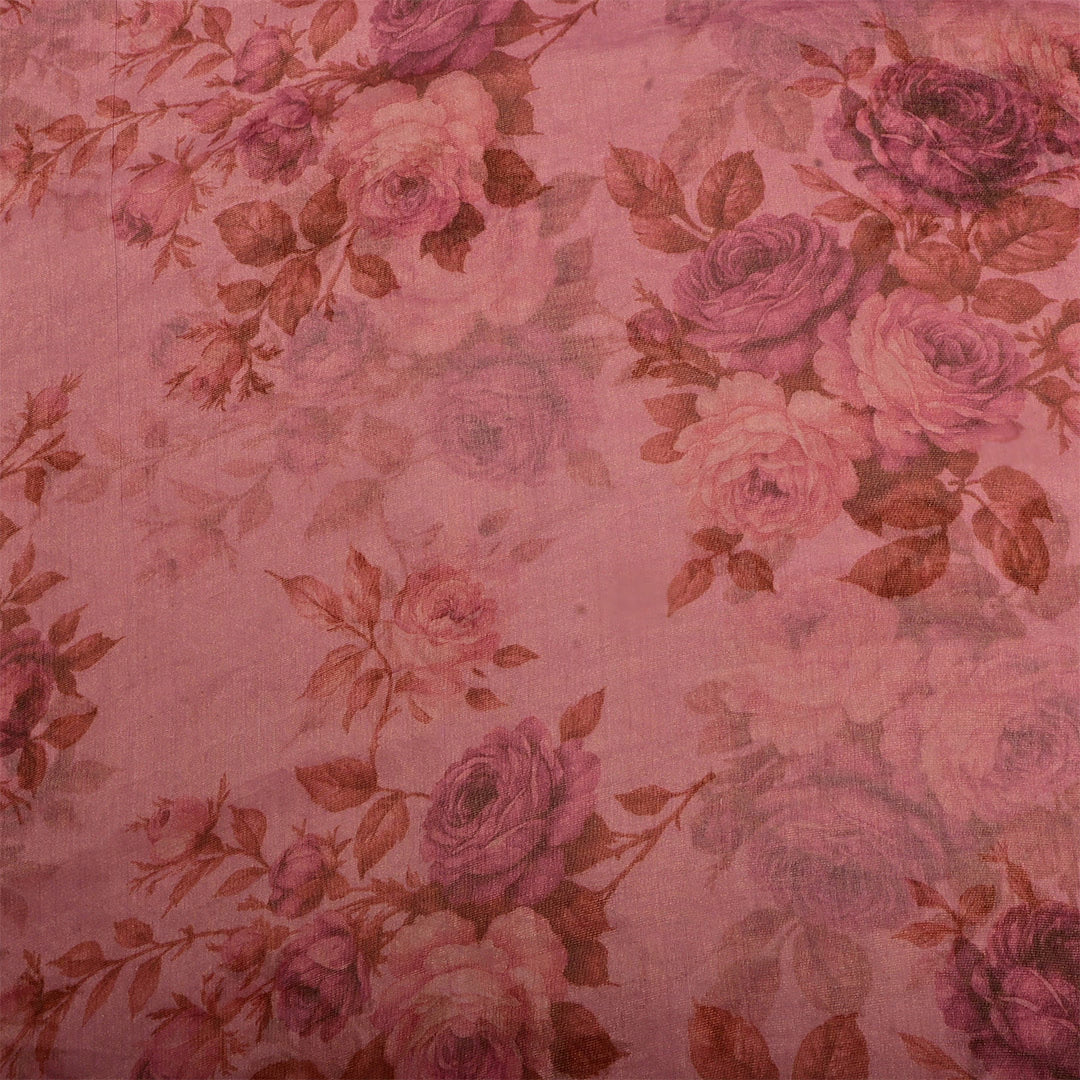 Dusty Rose Tissue Floral Printed Fabric
