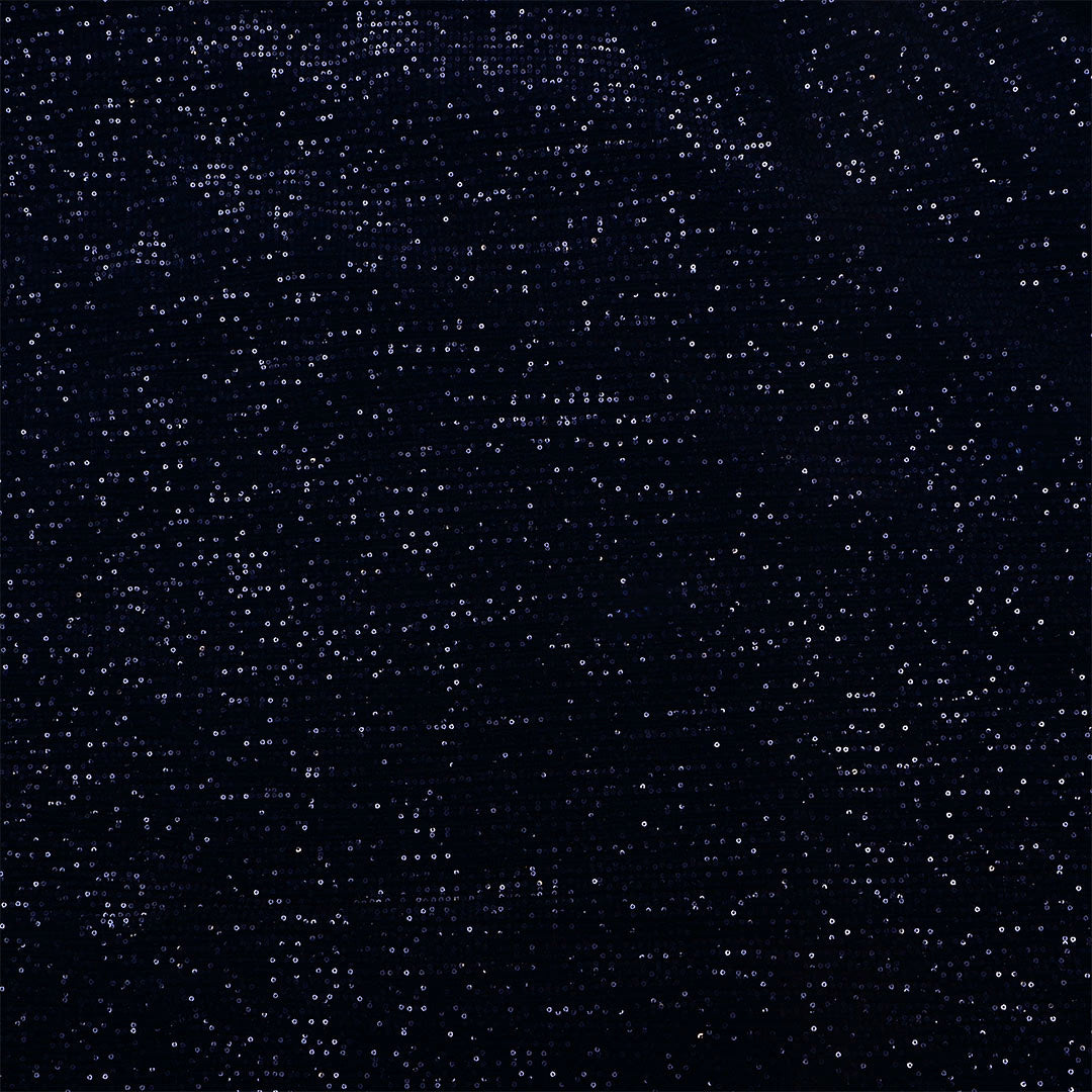 Dark Navy Blue Netted Sequins Work Fabric