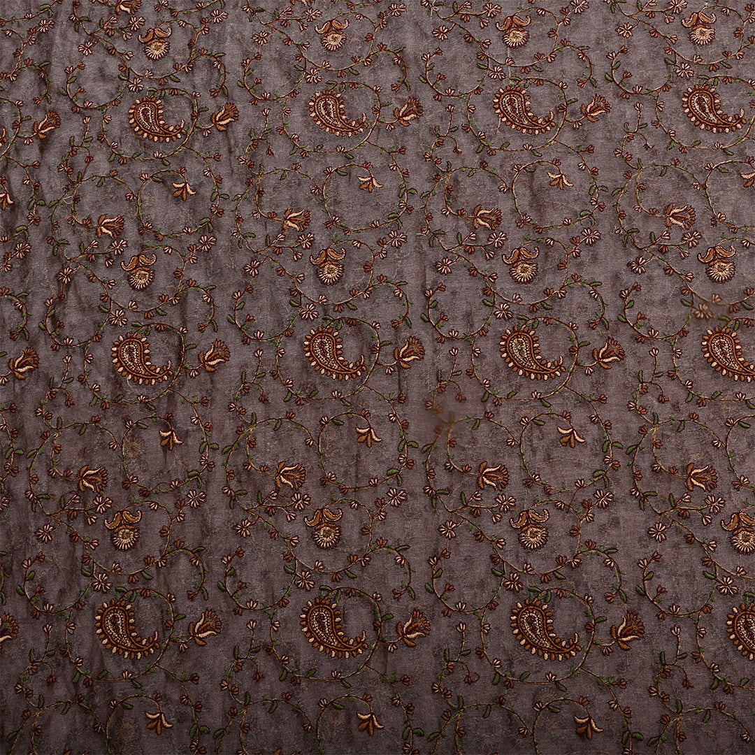 Davy Gray Tissue Embroidered Fabric