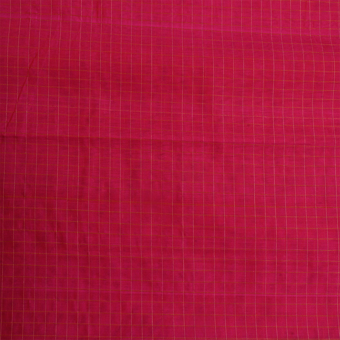 Shiraz Pinkish Red Jamawar Silk Fabric With Checks Pattern