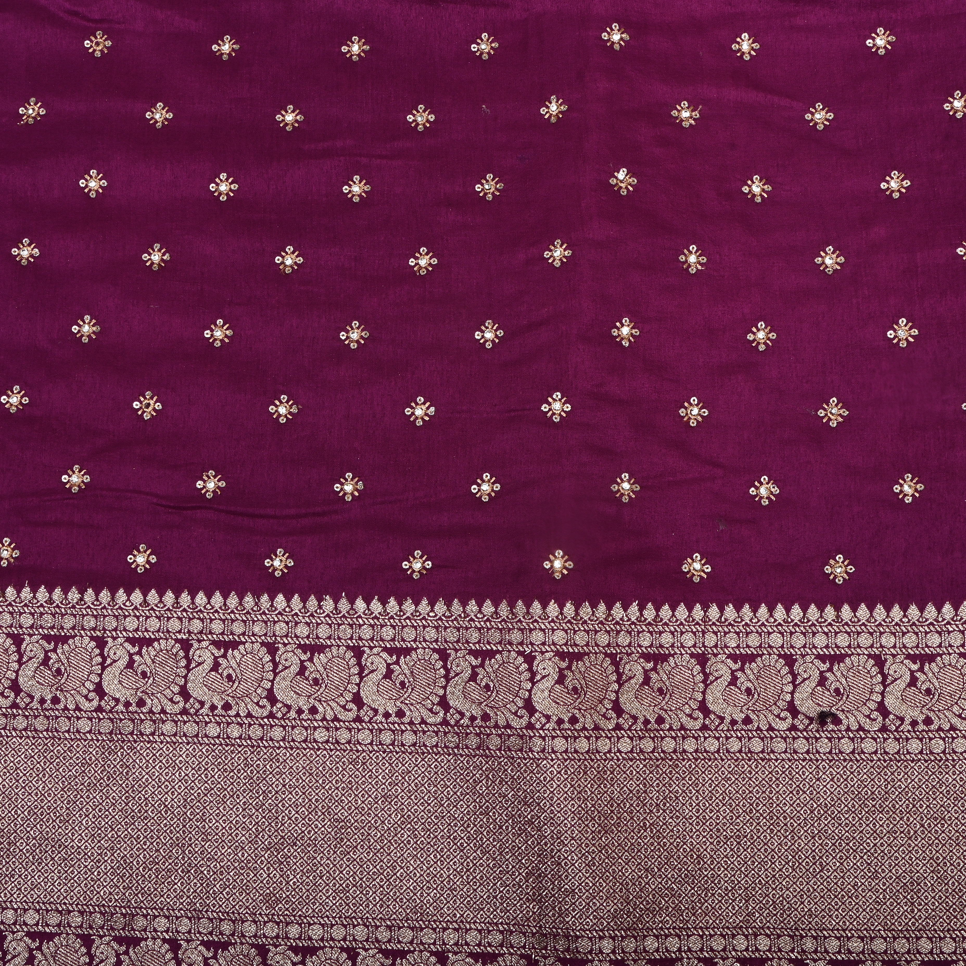 Muted Burgundy Zari Woven Silk Fabric