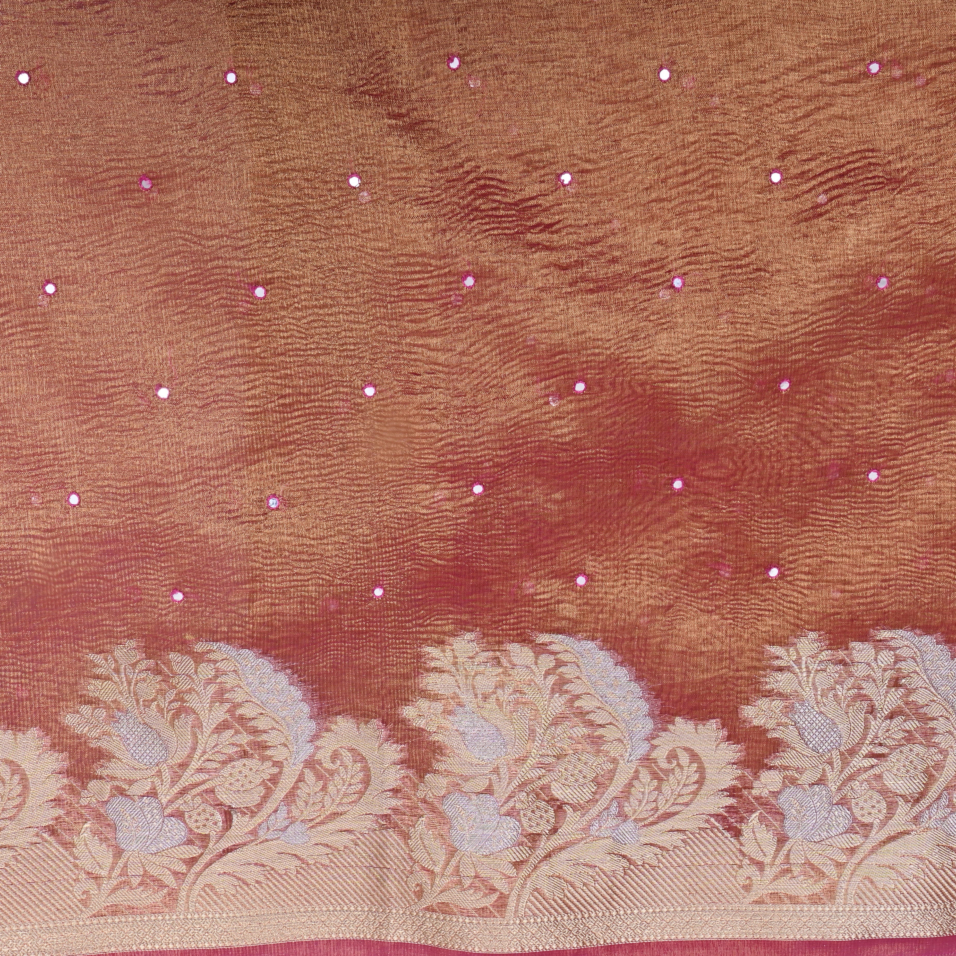 Dual Tone Pink Zari Woven Tissue Fabric