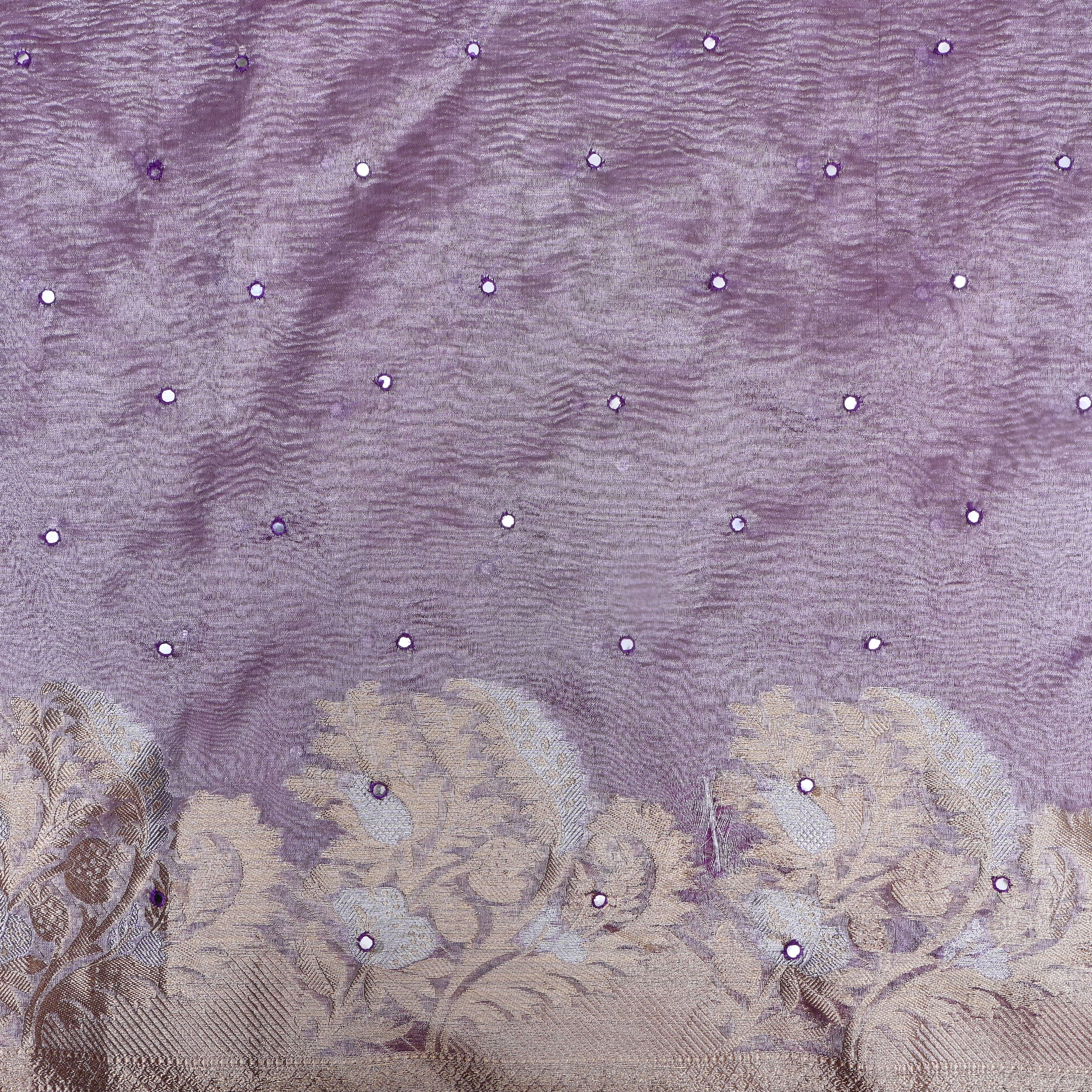 Bright Lavender Zari Woven Tissue Fabric