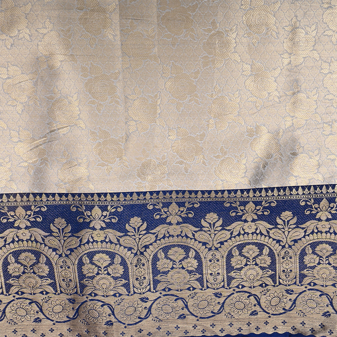 White Zari Weave Jamawar Silk Fabric