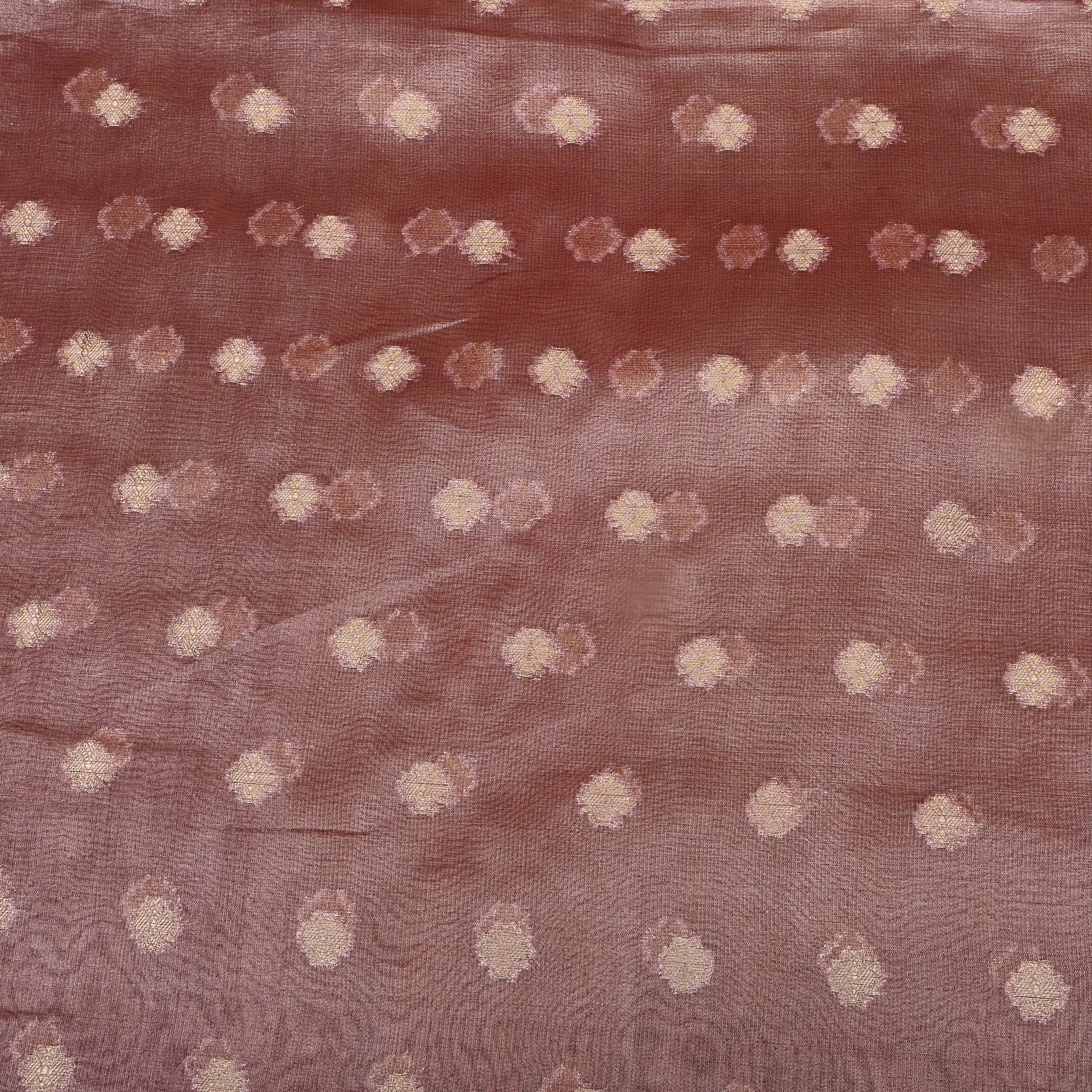 Brick Red Zari Woven Tissue Fabric
