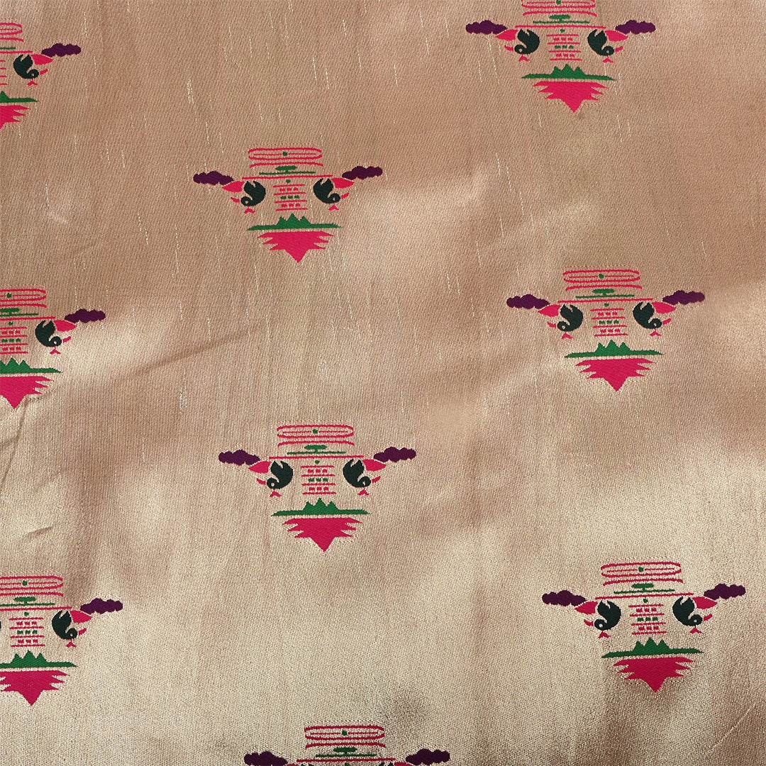 Antique Rose Gold Jamawar Tissue Fabric
