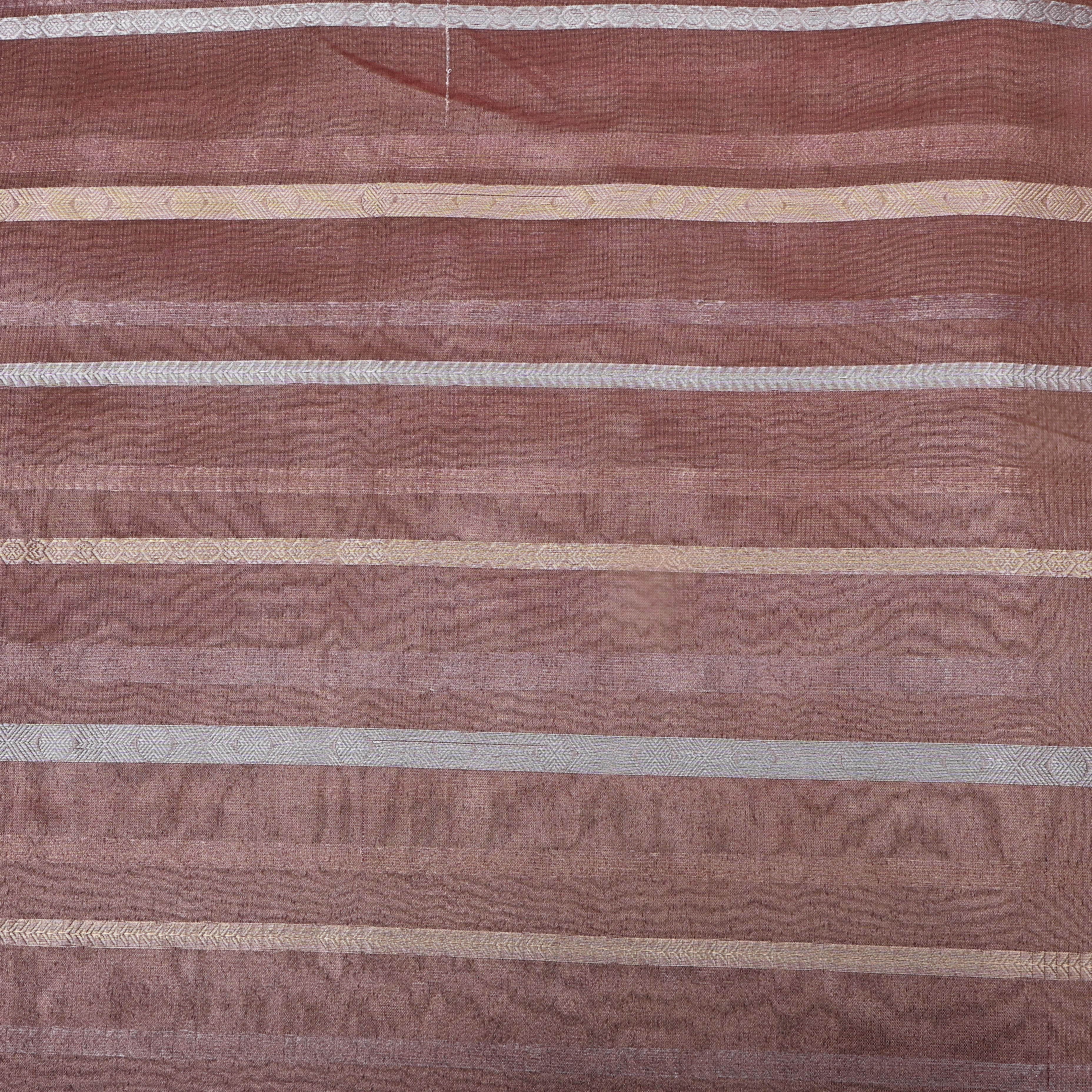 Coco Brown Zari Woven Tissue Fabric