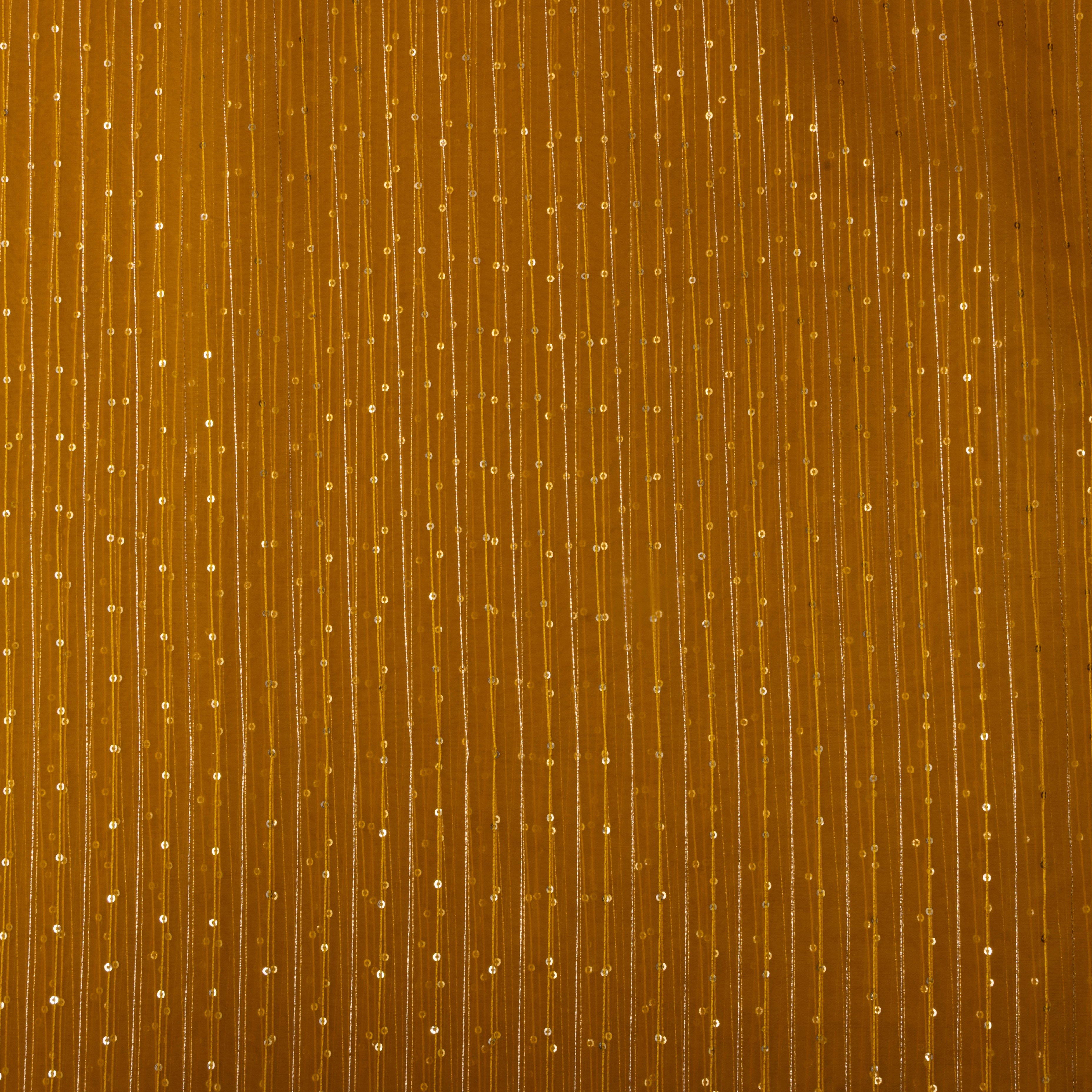 Golden Yellow Embroidered Organza Fabric