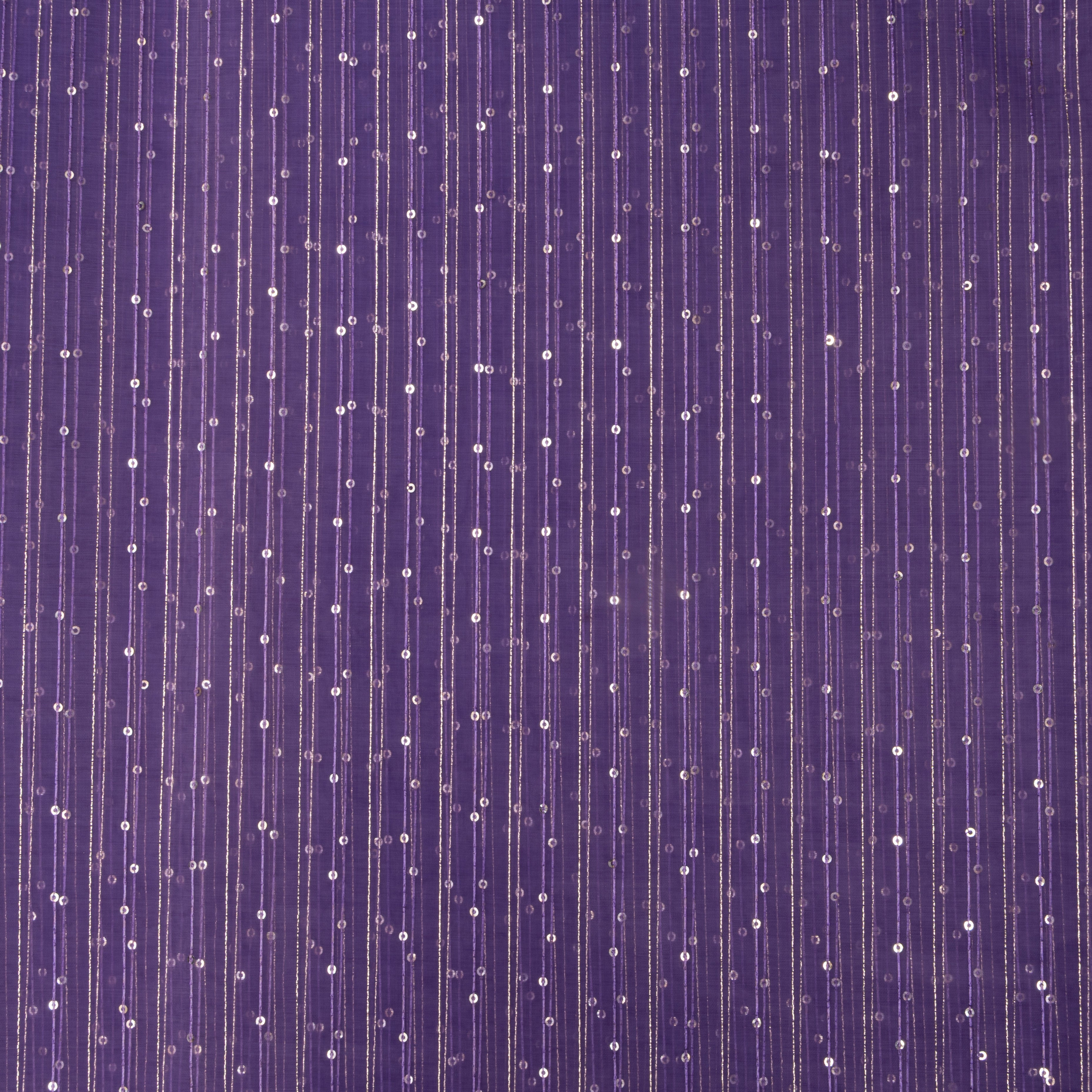 Purple Embroidered Organza Fabric