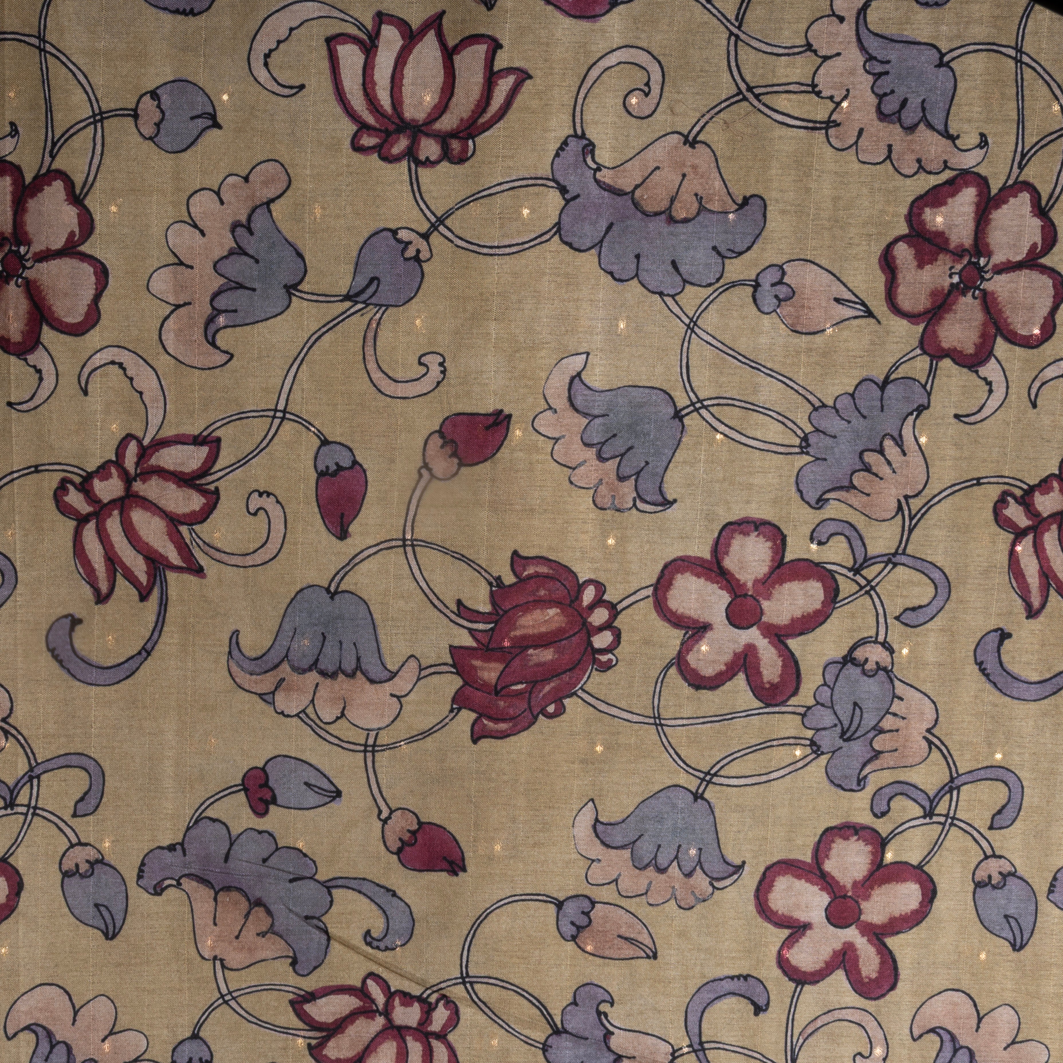 Earthy Beige Digital Printed Tussar Fabric