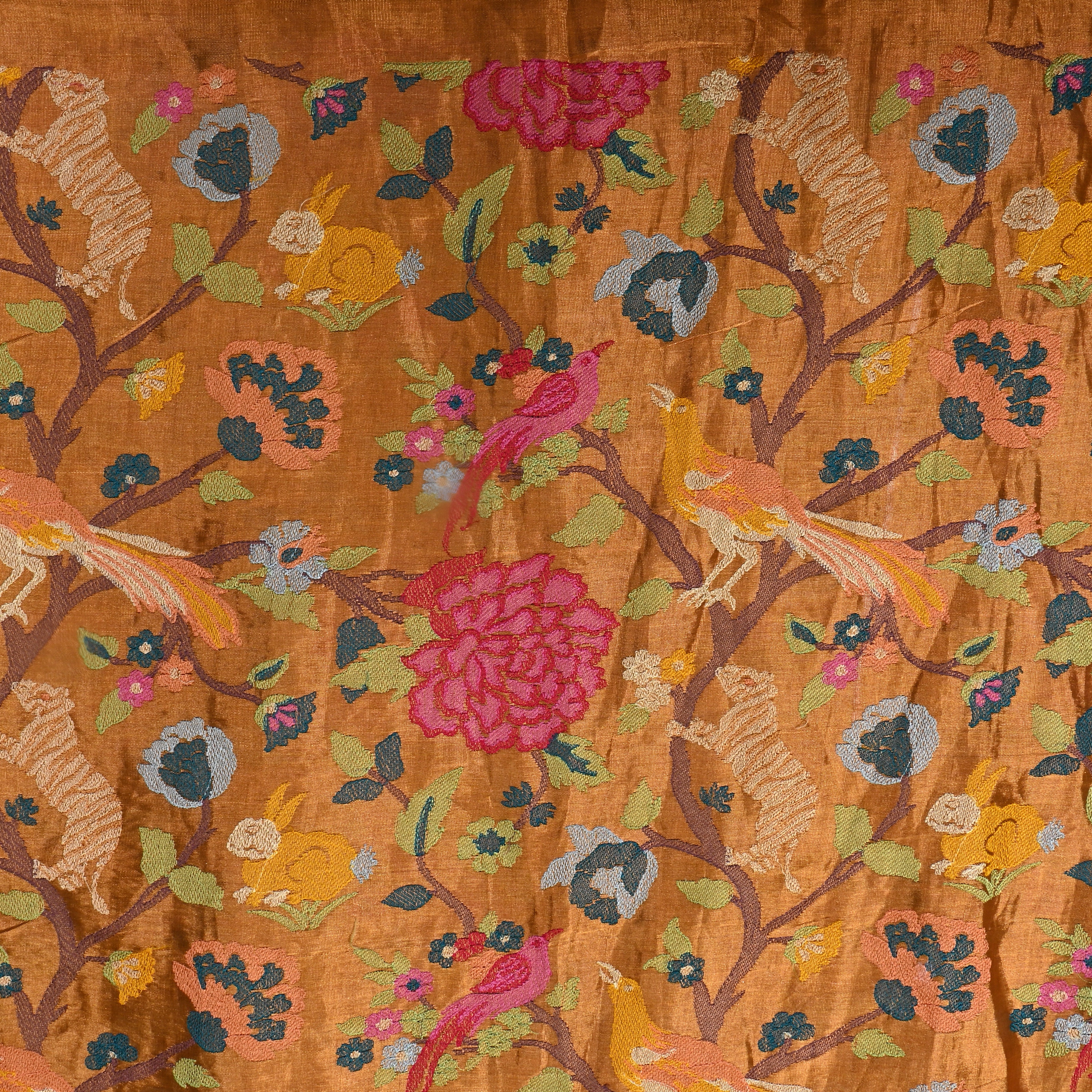 Golden Thread Embroidered Tissue Fabric