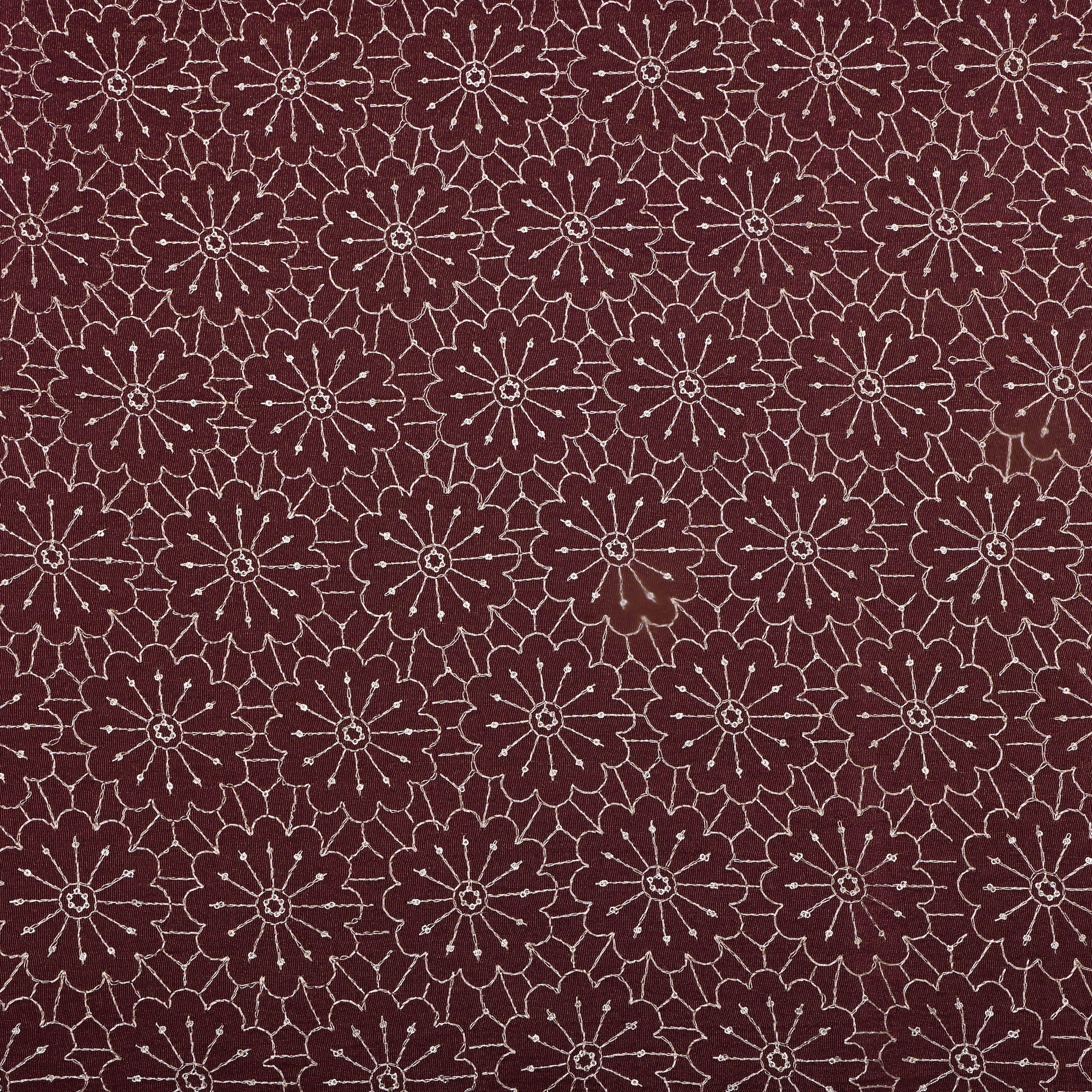 Dark Purple Embroidered Tissue Fabric