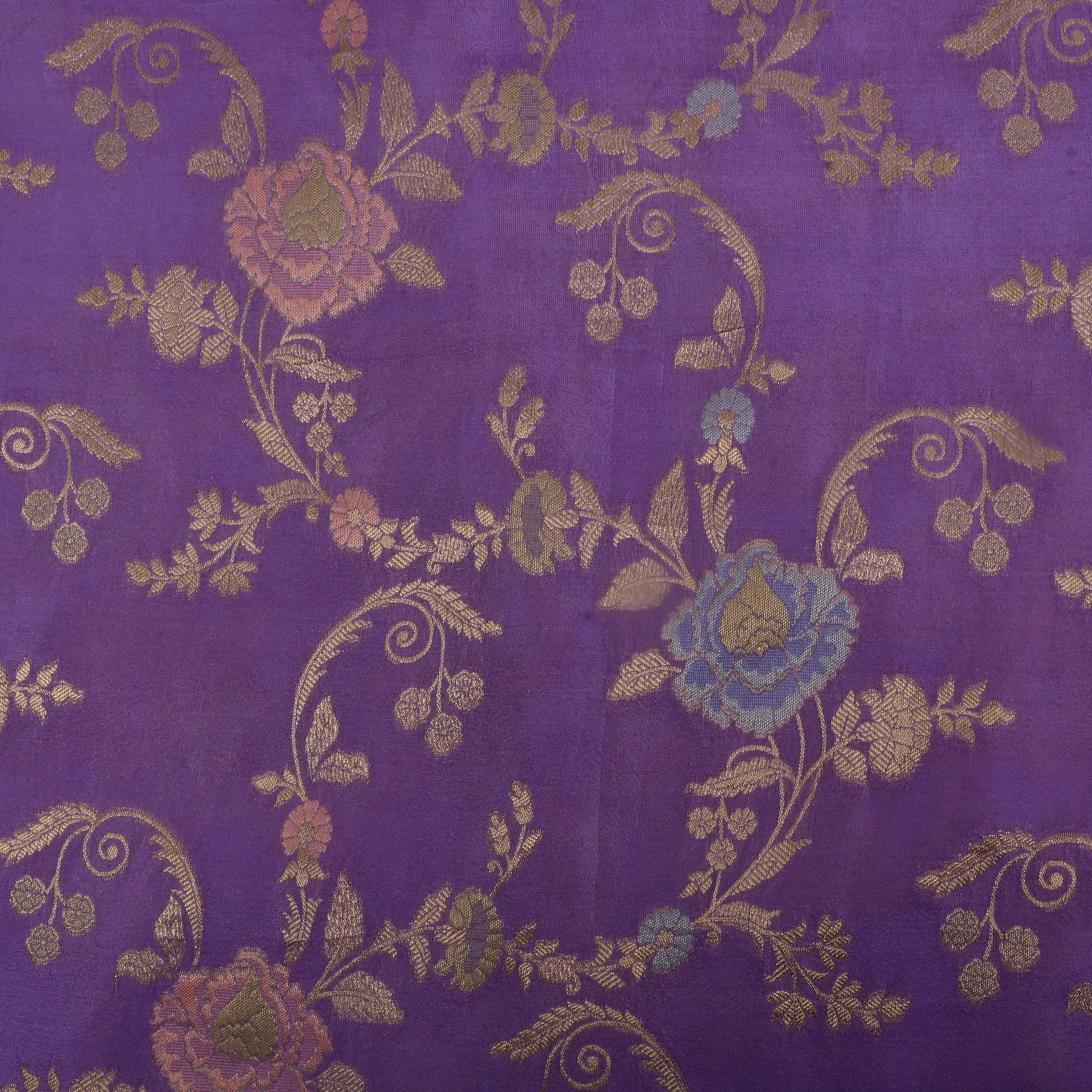 Grape Purple Zari Weave Tissue Fabric