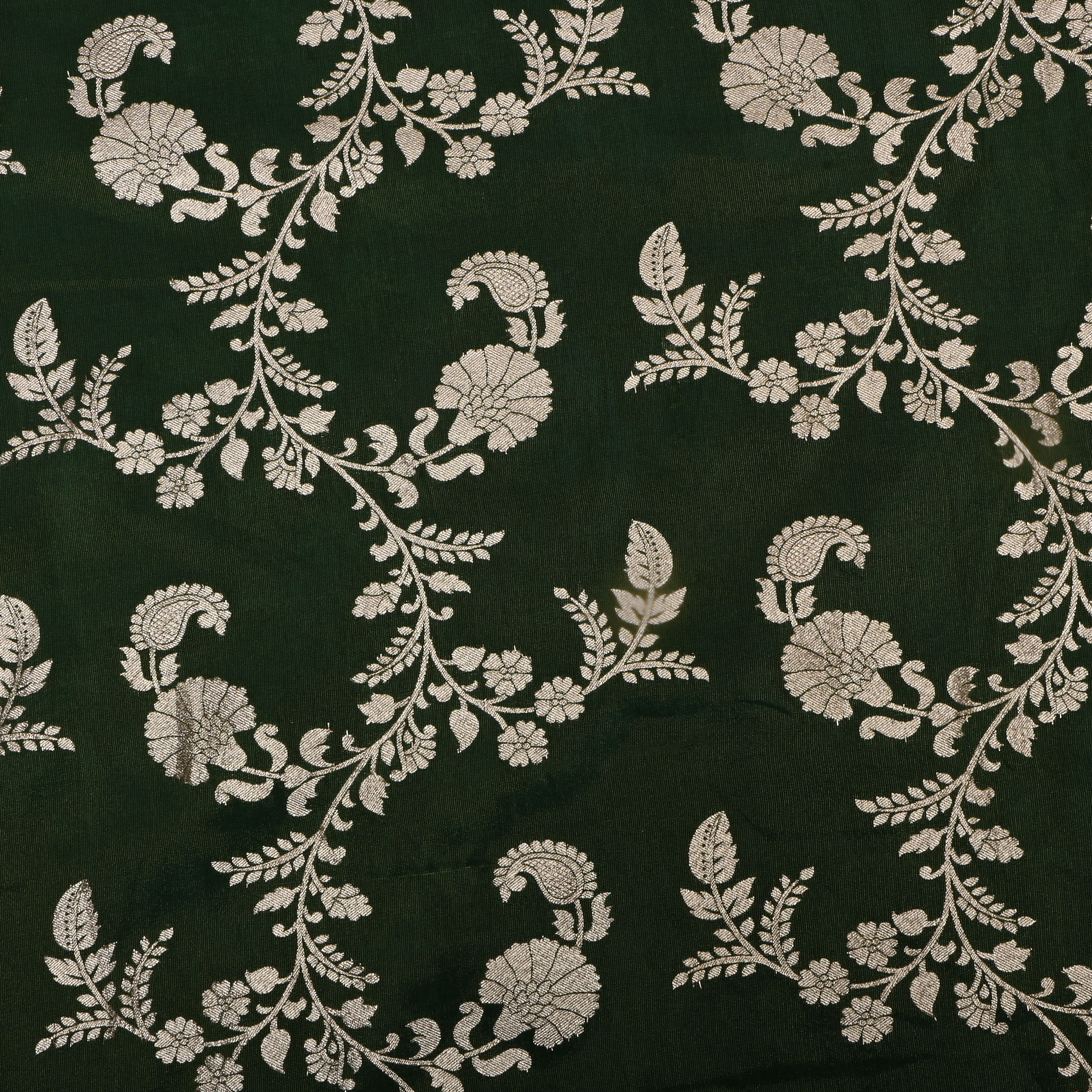 Vibrant Bottle Green Zari Woven Tissue Fabric