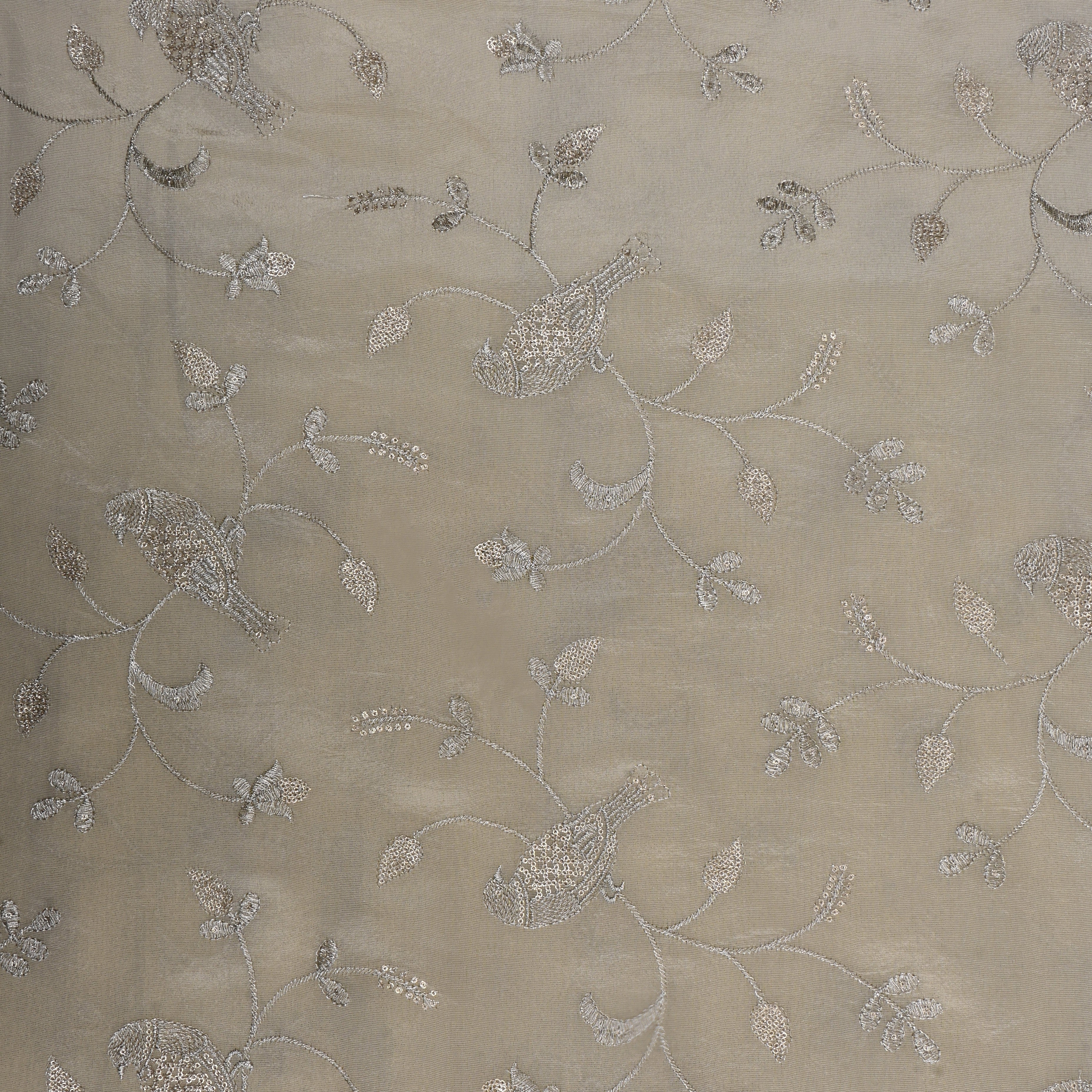 Off-White Embroidered Tissue Fabric