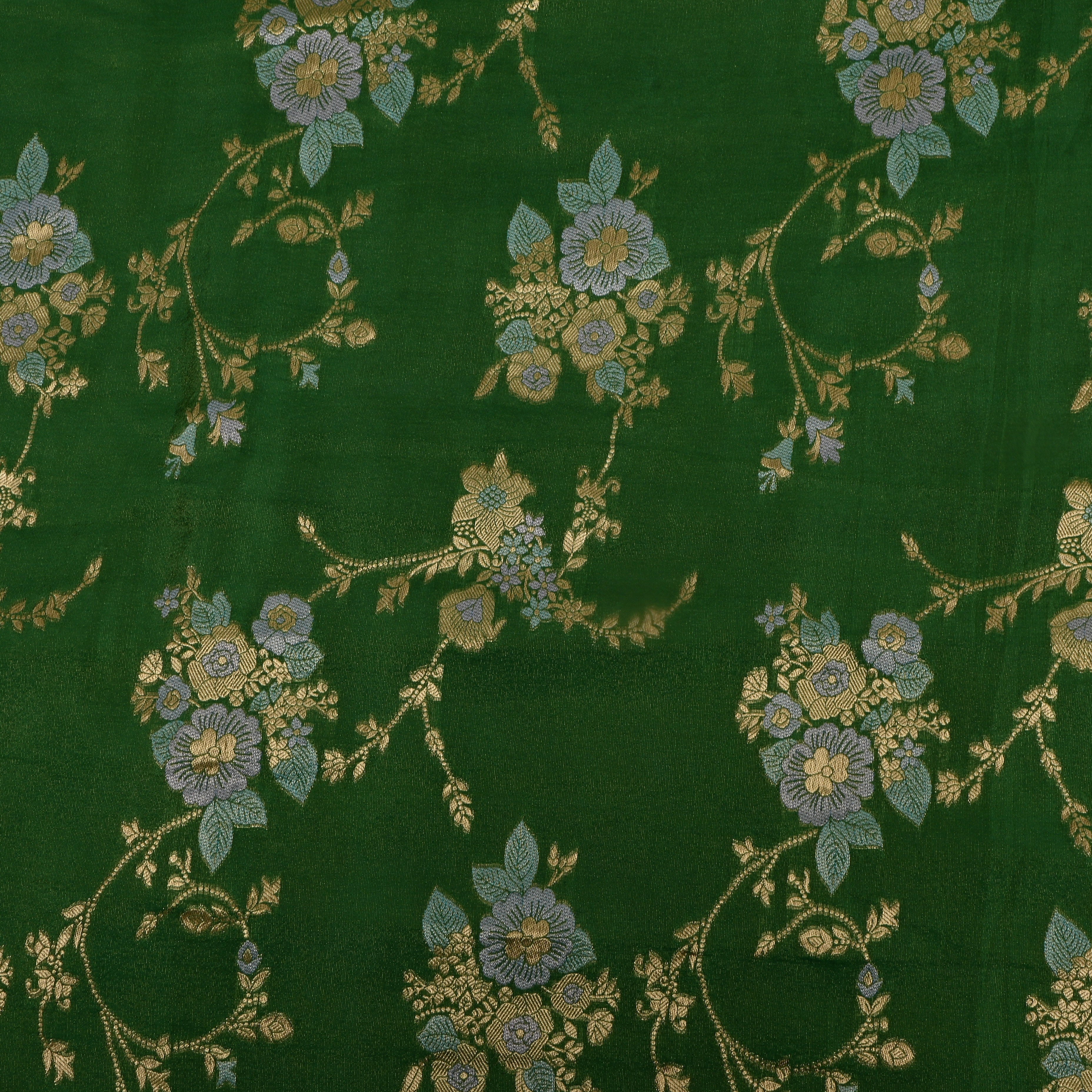 Grass Green Zari Weave Tissue Fabric