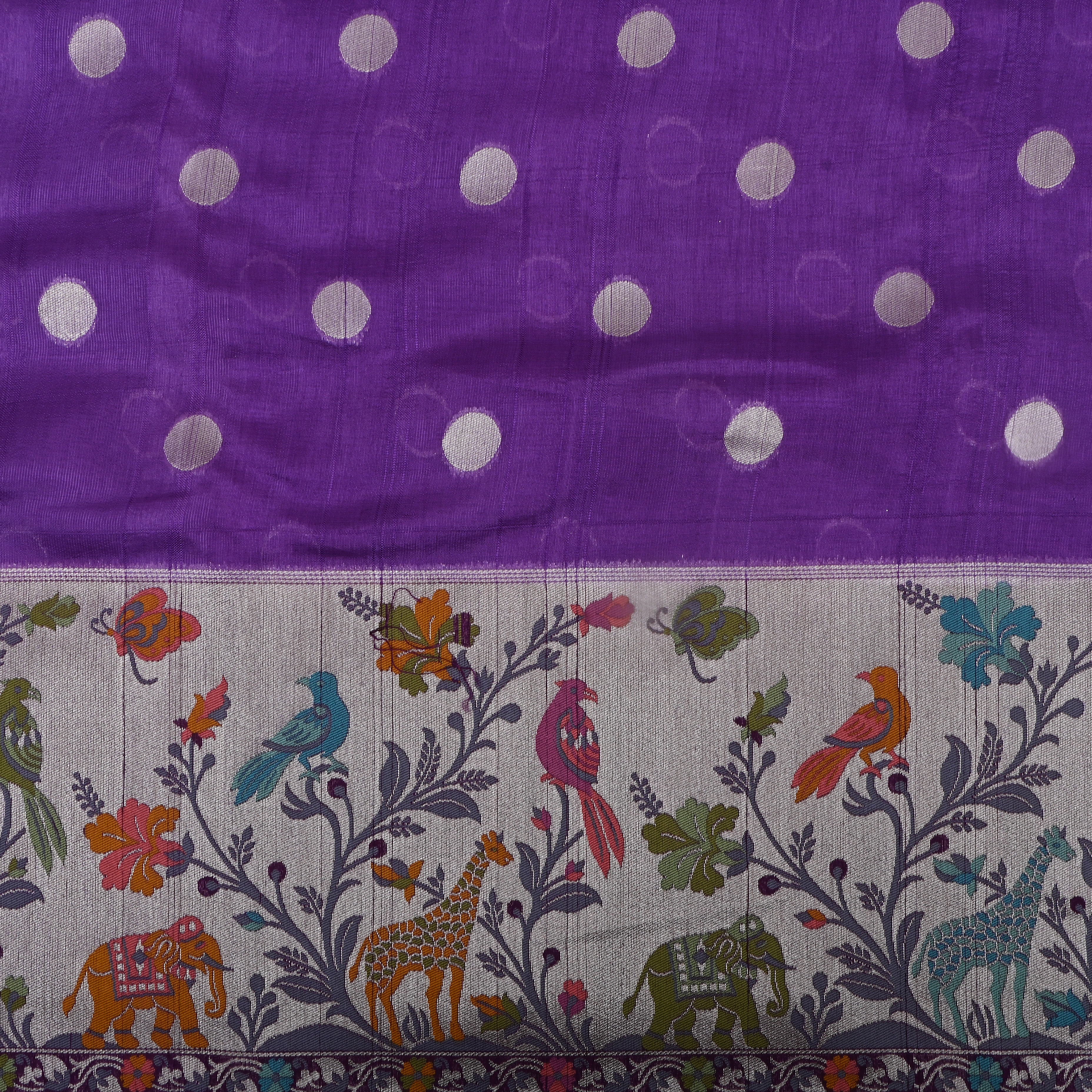 Pleasant Purple Jamawar Dupion Silk Fabric