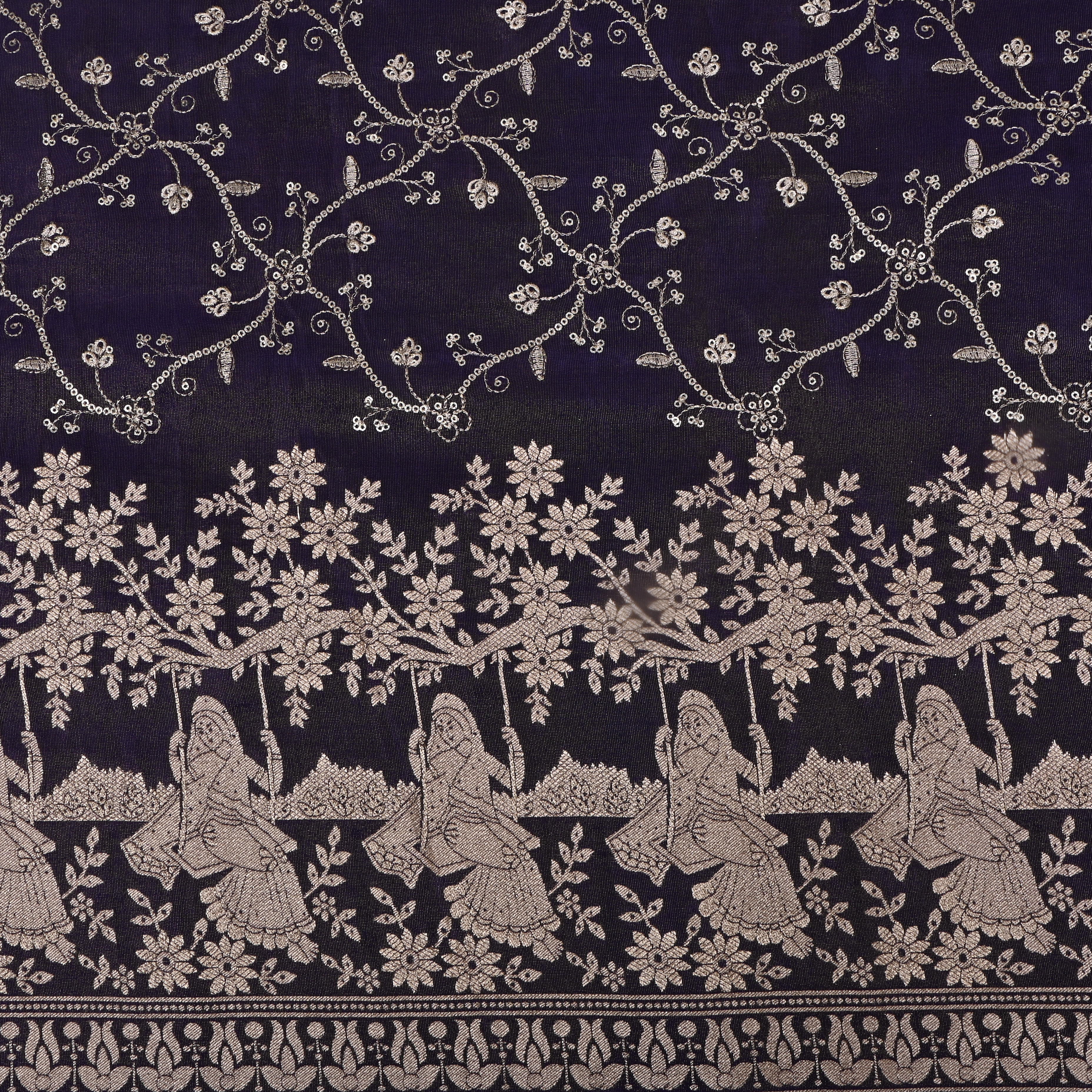 Maximum Purple Zari Weave Tissue Fabric